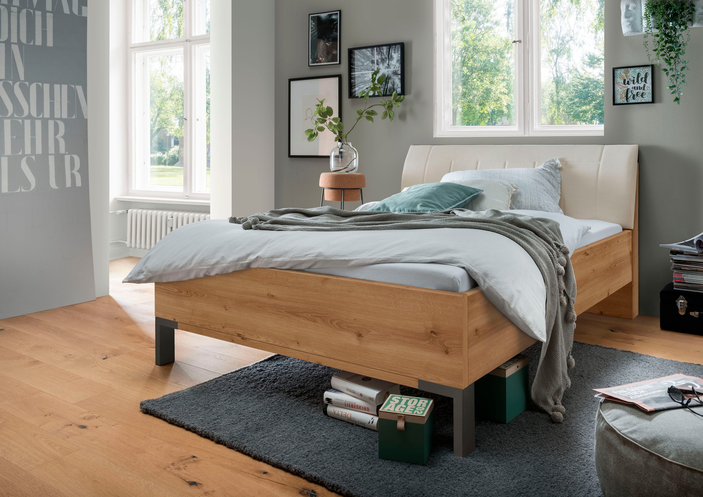 WIEMANN Futonbett "Monaco, Bettgestell, Bettrahmen, komfortables Polsterkop günstig online kaufen