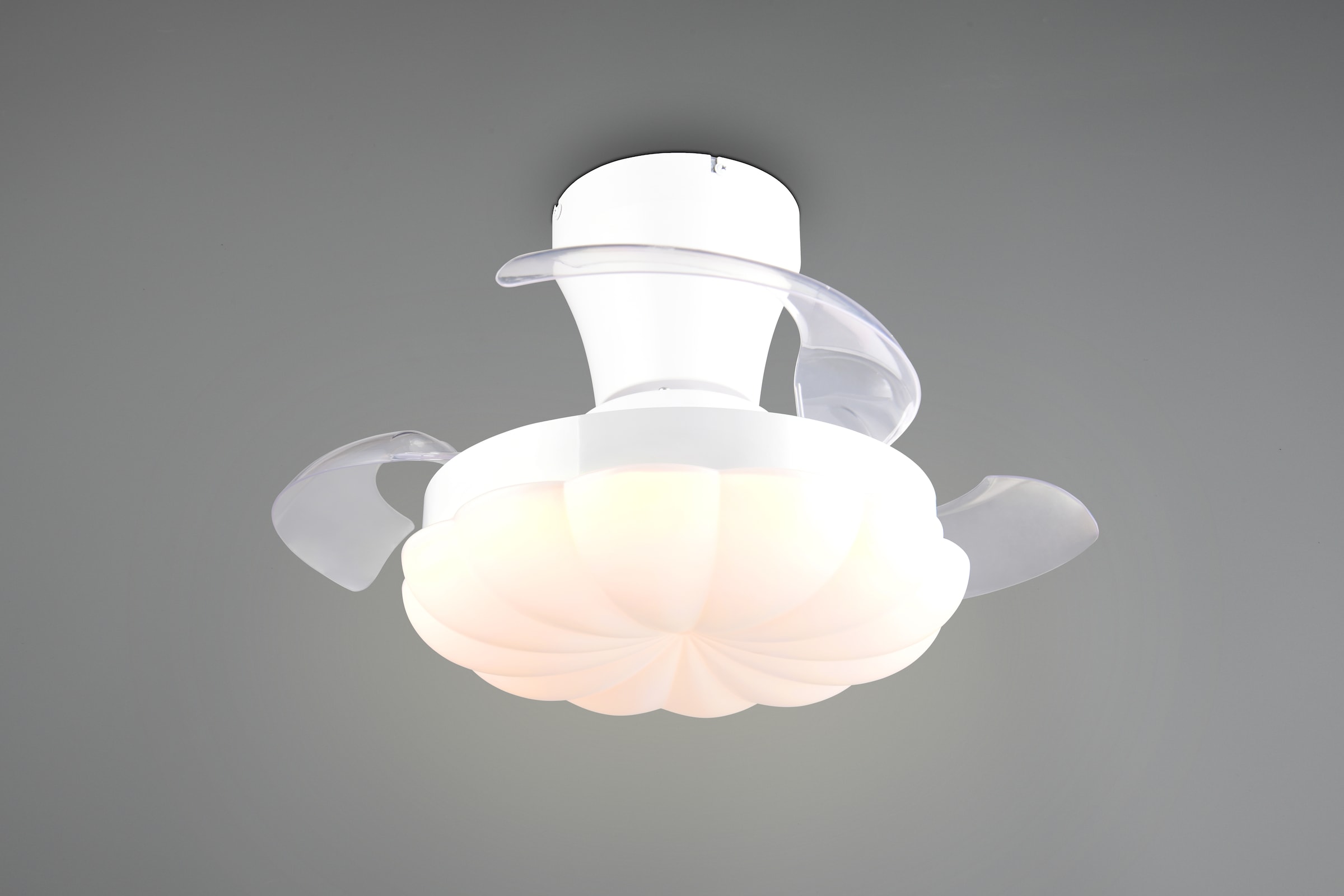 REALITY Leuchten LED Deckenleuchte »BORAS mit Ventilator, Deckenventilator mit ausklappbaren Flügeln 30W« LED-Board 1 Stk. Farbwechsler | warmweiß - kaltweiß Ø 34 - 60 cm (aufgeklappt), 6 Stufen, LED 24W CCT dimmbar Timer Fernb.