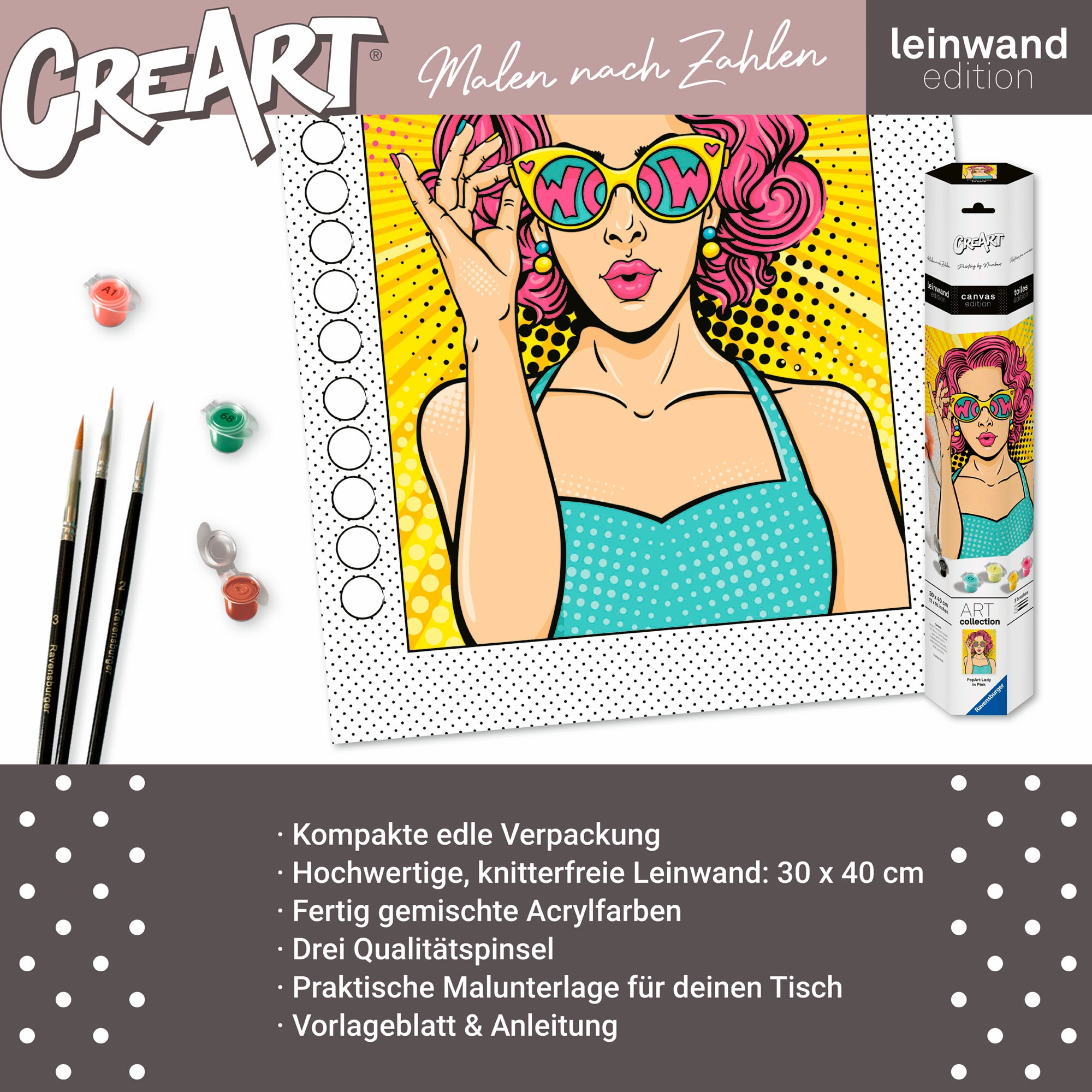 Ravensburger Malen nach Zahlen »CreArt, ART Collection, Leinwand Lady in Pink«, für Erwachsene; Made in Europe