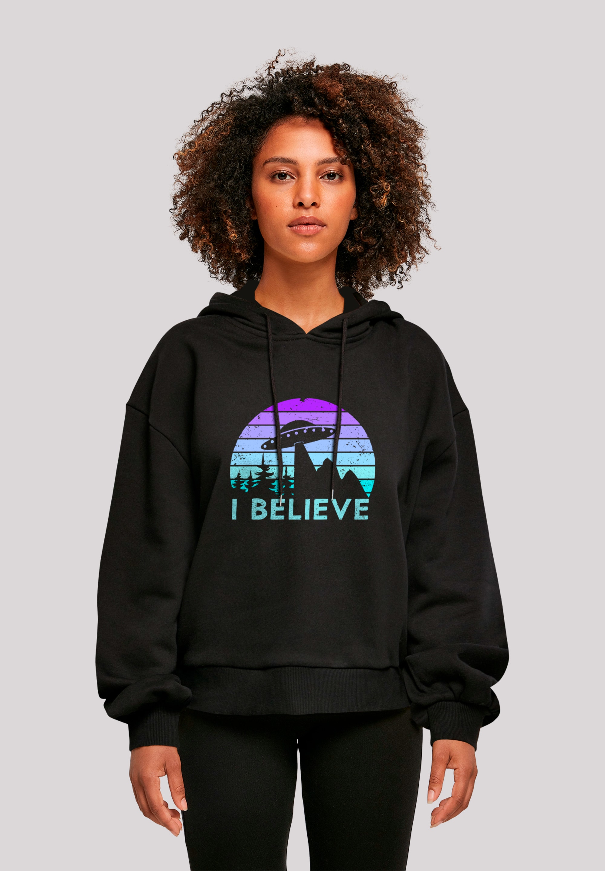 F4NT4STIC Sweatshirt »I BELIEVE UFO Alien Raumschiff Retro«, Premium Qualität