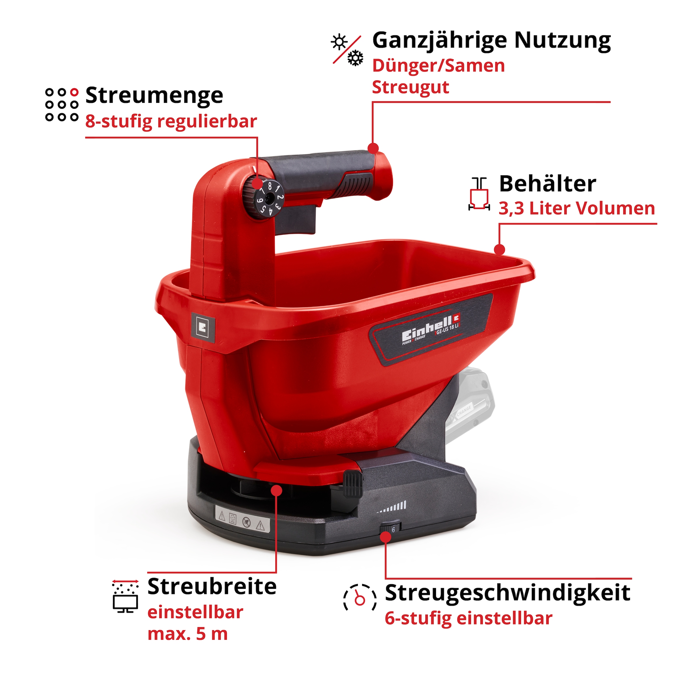 Einhell Handstreuer »GE-US 18 Li-Solo«, ohne Akku und Ladegerät