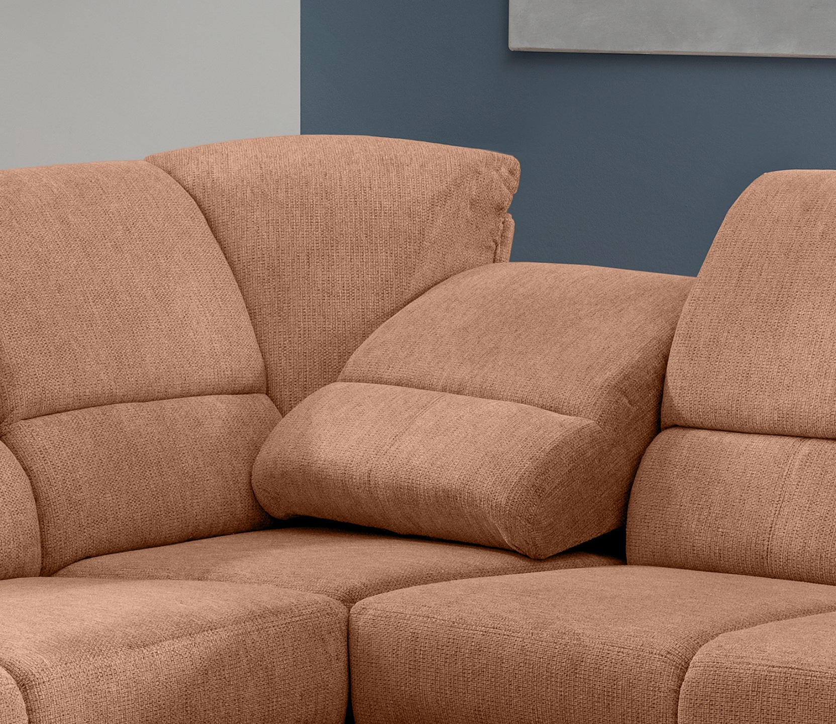 Home affaire Ecksofa »Pisa L-Form, mit Schlaffunktion, Stauraum, 2x höhenverstellbare«, Kopfstützen und Relaxfunktion im Eckelement
