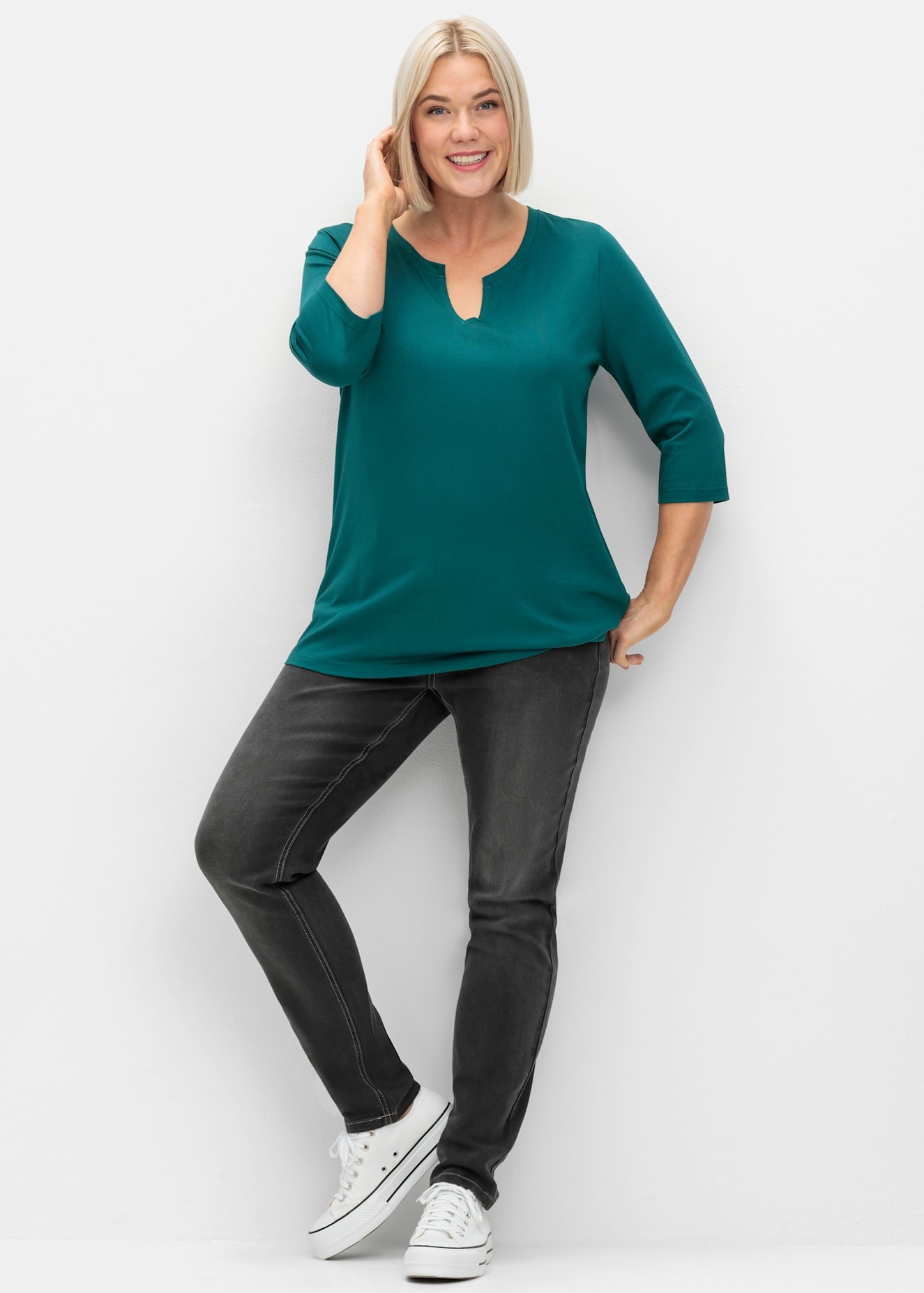 Sheego 3/4-Arm-Shirt "3/4-Arm-Shirt", (1 tlg.) günstig online kaufen