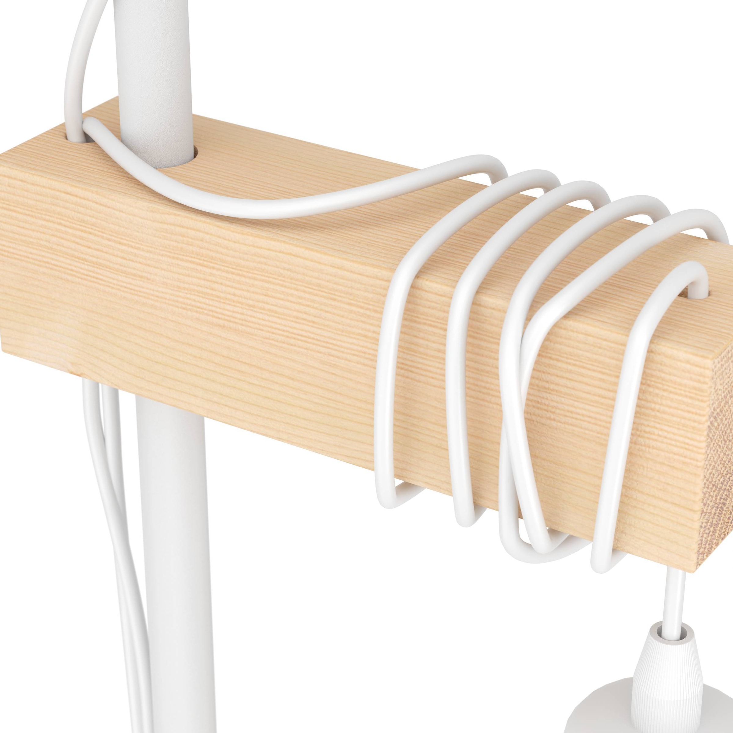 EGLO Stehlampe »Townshend Stehlampe, Standlampe, Vintage, Industrial, Retro, Holz, E27« E27 1 Stk. Stehleuchte - L20,5 x B25 x H166,5 cm - weiß - 2X10W exkl.