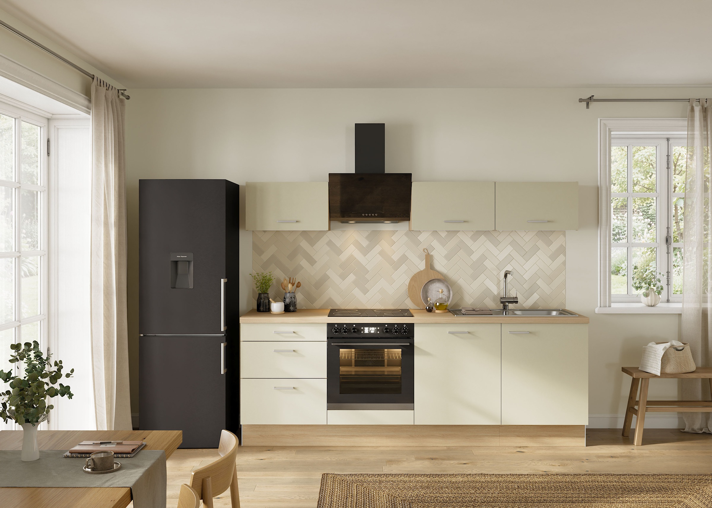KOCHSTATION "KS-Sion Breite 240 cm" schnelle Montage OPTIsnap, wahlw. m.HANSEATIC-E-Geräten u.Stand Alone