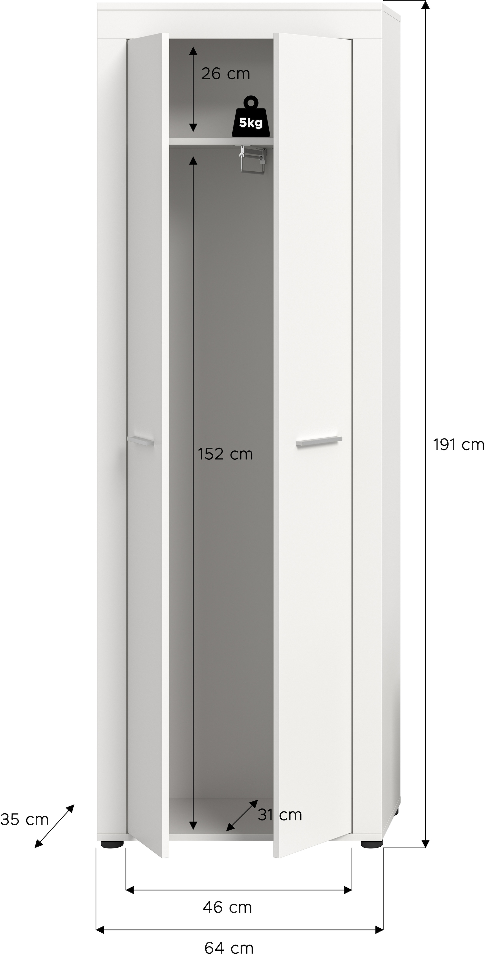 INOSIGN Garderobenschrank »Aosta«, (1 St.), Garderobenschrank, Höhe 191 cm, Garderobe, Flur, Schrank