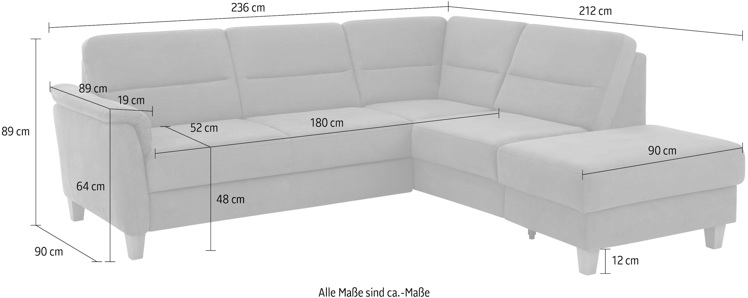 Home affaire Ecksofa »Palmera L-Form«, Federkern, wahlweise mit Bettfunktion und mit/ohne Stauraum