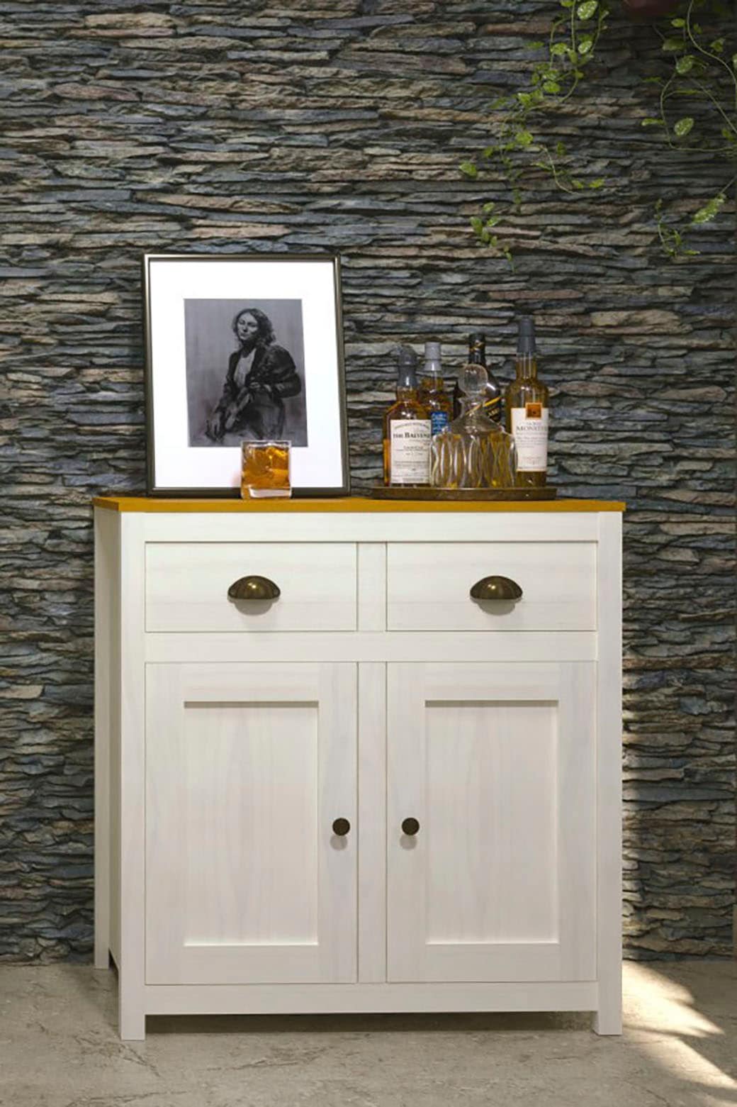 Möbilia Kommode "Sideboard" 1 Stk. tlg. rustikal lackierte Oberfläche günstig online kaufen