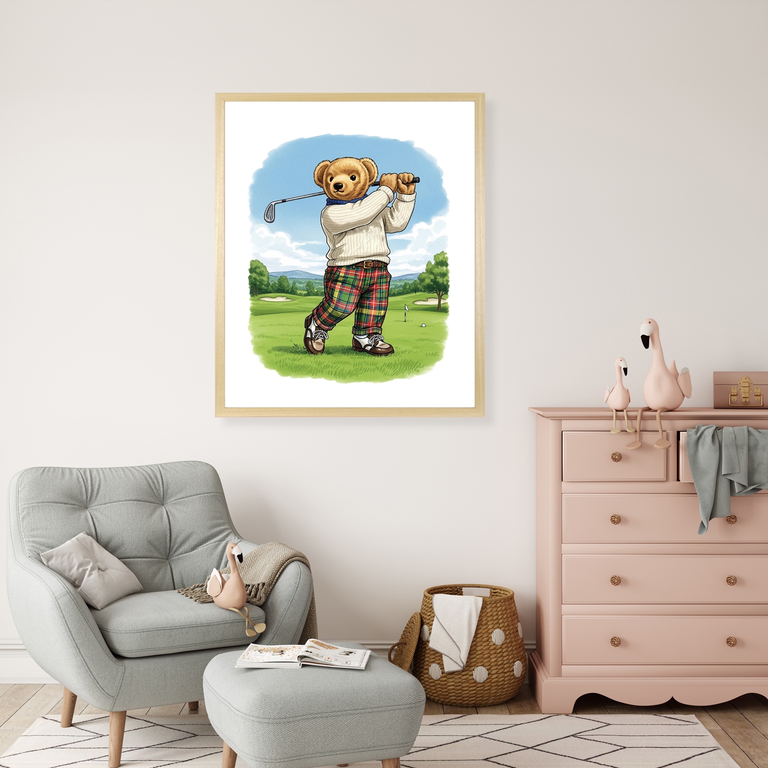 queence Bild mit Rahmen "Vintage Teddy Bär in Golf Club" Bär  Bären  Fashio günstig online kaufen