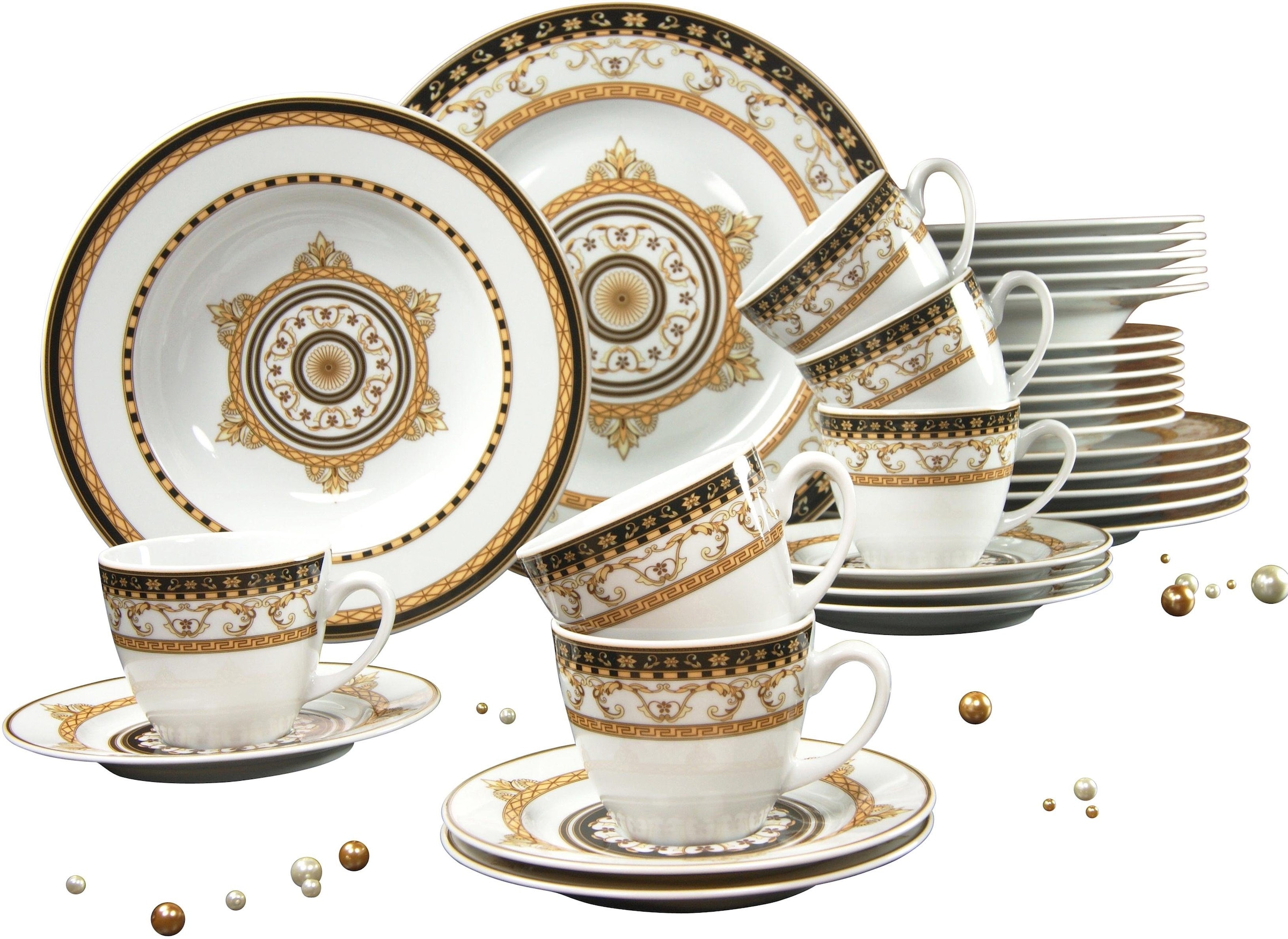 CreaTable Kombiservice "Geschirr-Set Majestosa" Service, Dekor schwarz abge günstig online kaufen