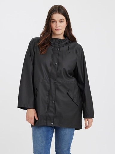 Vero Moda Curve Outdoorjacke "Vmcmalou Coated Jacket Cur Noos" Mit Kapuze