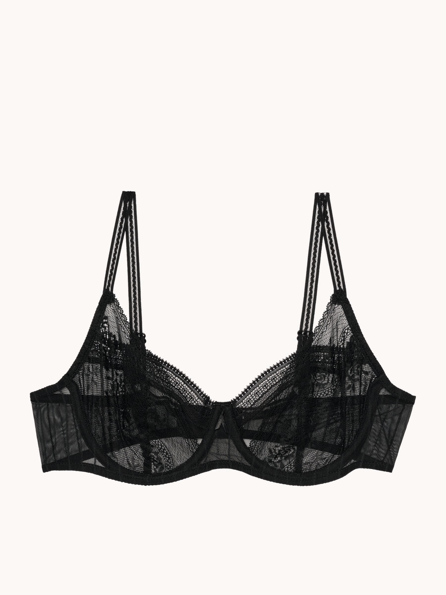 PASSIONATA Halbschalen-BH »MADDIE«, florale Spitze, gestreifter Tüll, Demi-Form, elastisch