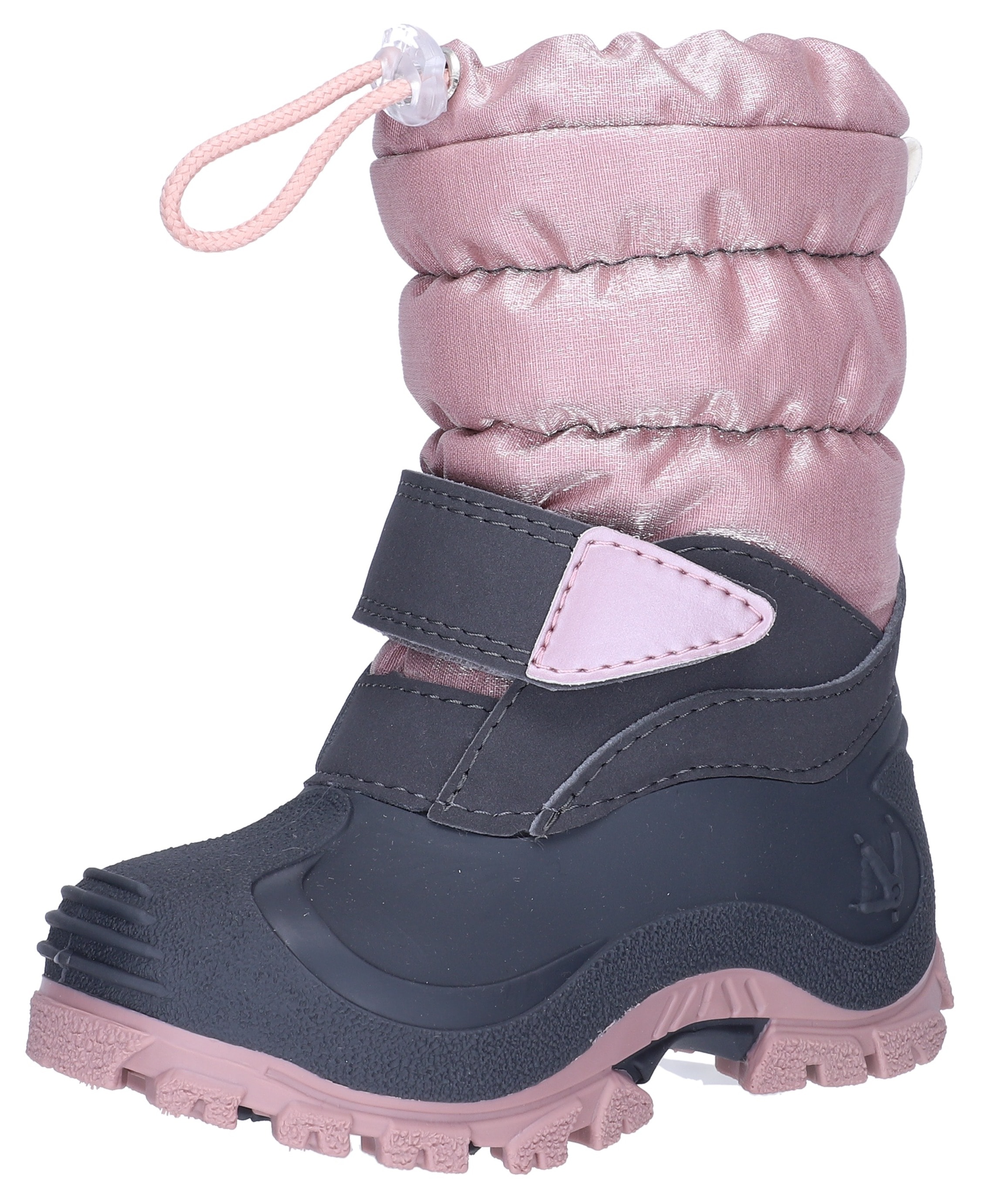 Snowboots LURCHI "Fjonna", Mädchen, Gr. 30, grau (grau, rosa), Synthetik, Textil, Glitzer, Schuhe Snowboots, Snowboots, Warmfutter, Größenschablone zum Download