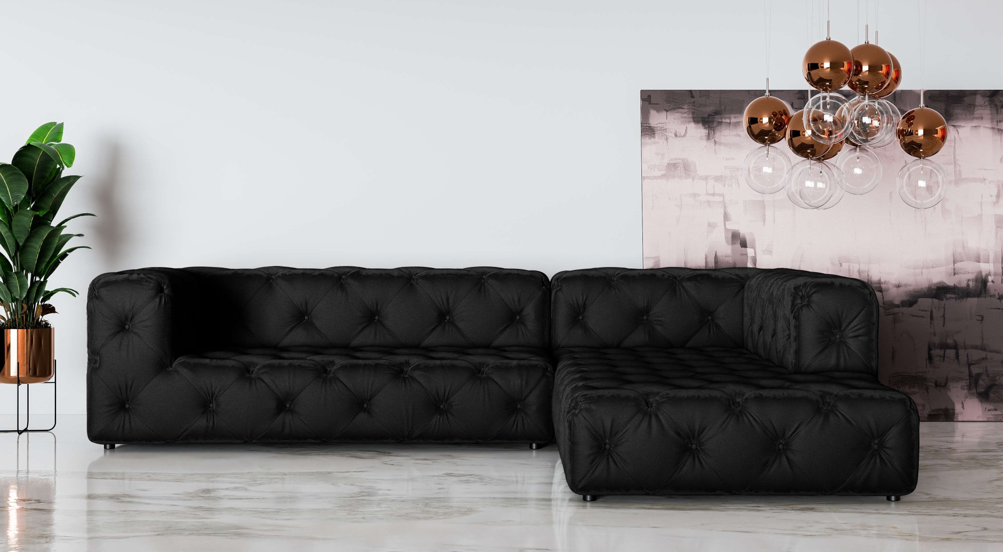 Places of Style Ecksofa »FOLLINA«, L-Form, mit klassischer Chesterfield-Knopfheftung