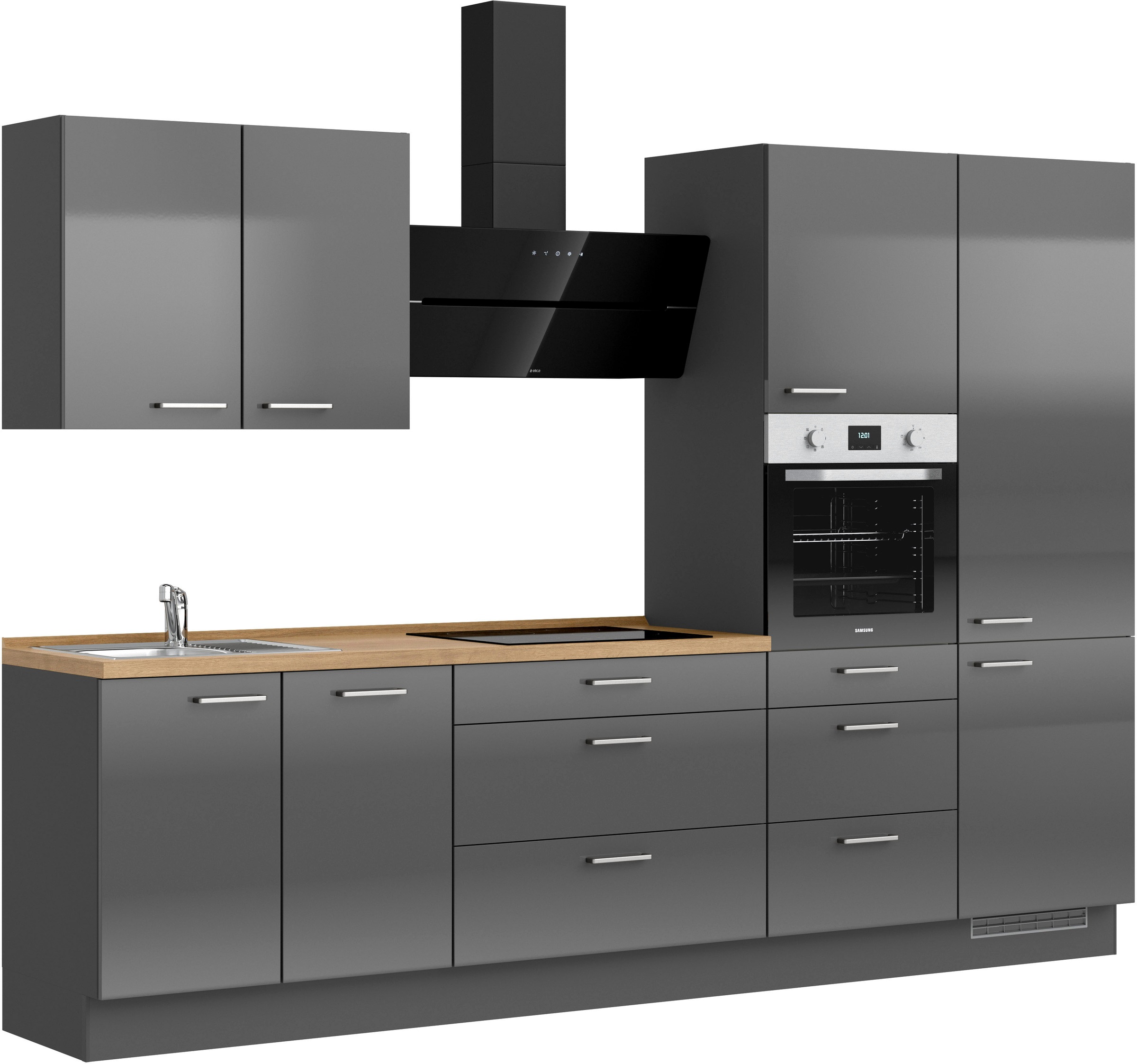 nobilia® Küchenzeile »"Flash II"«, vormontiert, Ausrichtung wählbar, Breite 300 cm, wahlw. mit E-Geräten