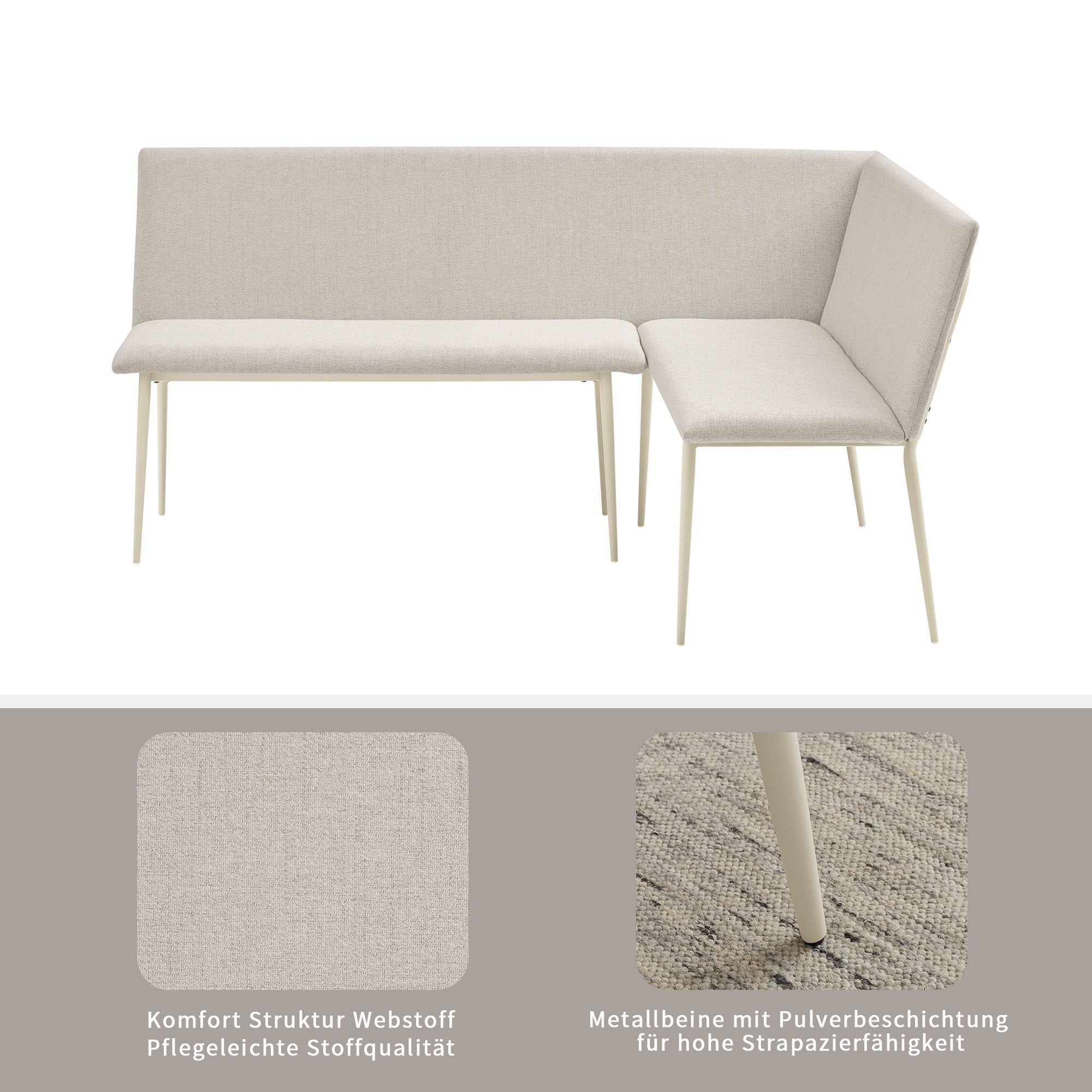 OTTO home Eckbank »Cassy« pflegeleichter Strukturstoff, Metallgestell, FSC-zertifiziertes Holz