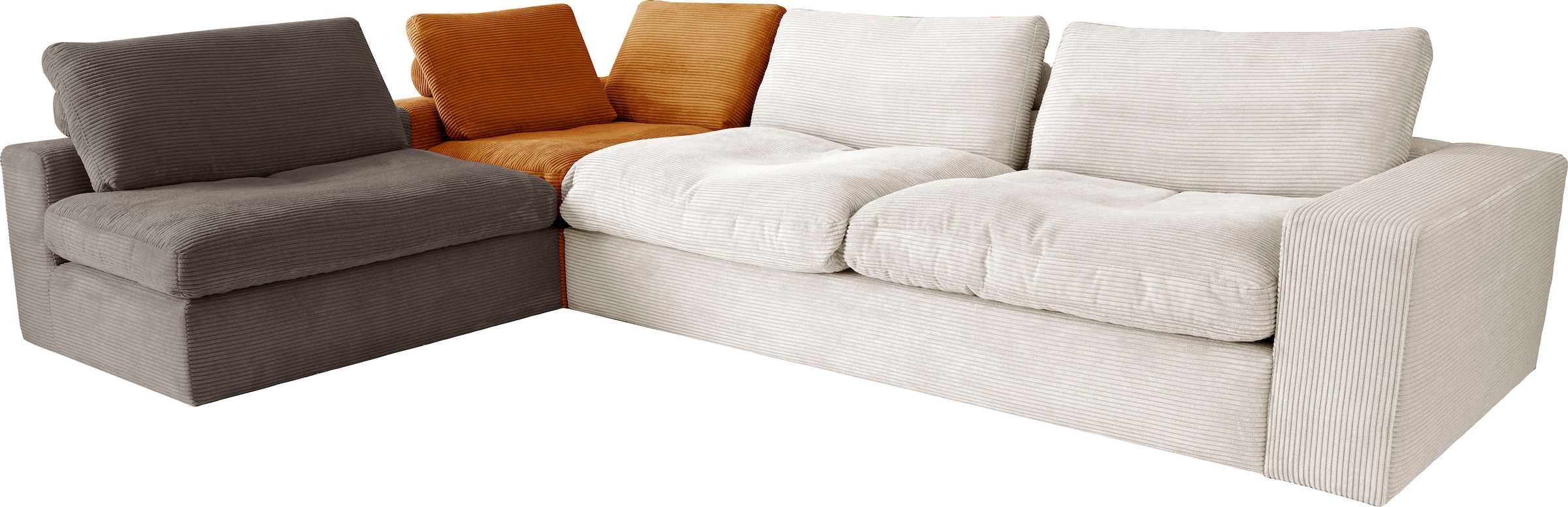 alina Ecksofa »Sandy«, mit losen Sitz und Rückenkissen, in modernem Cordstoff