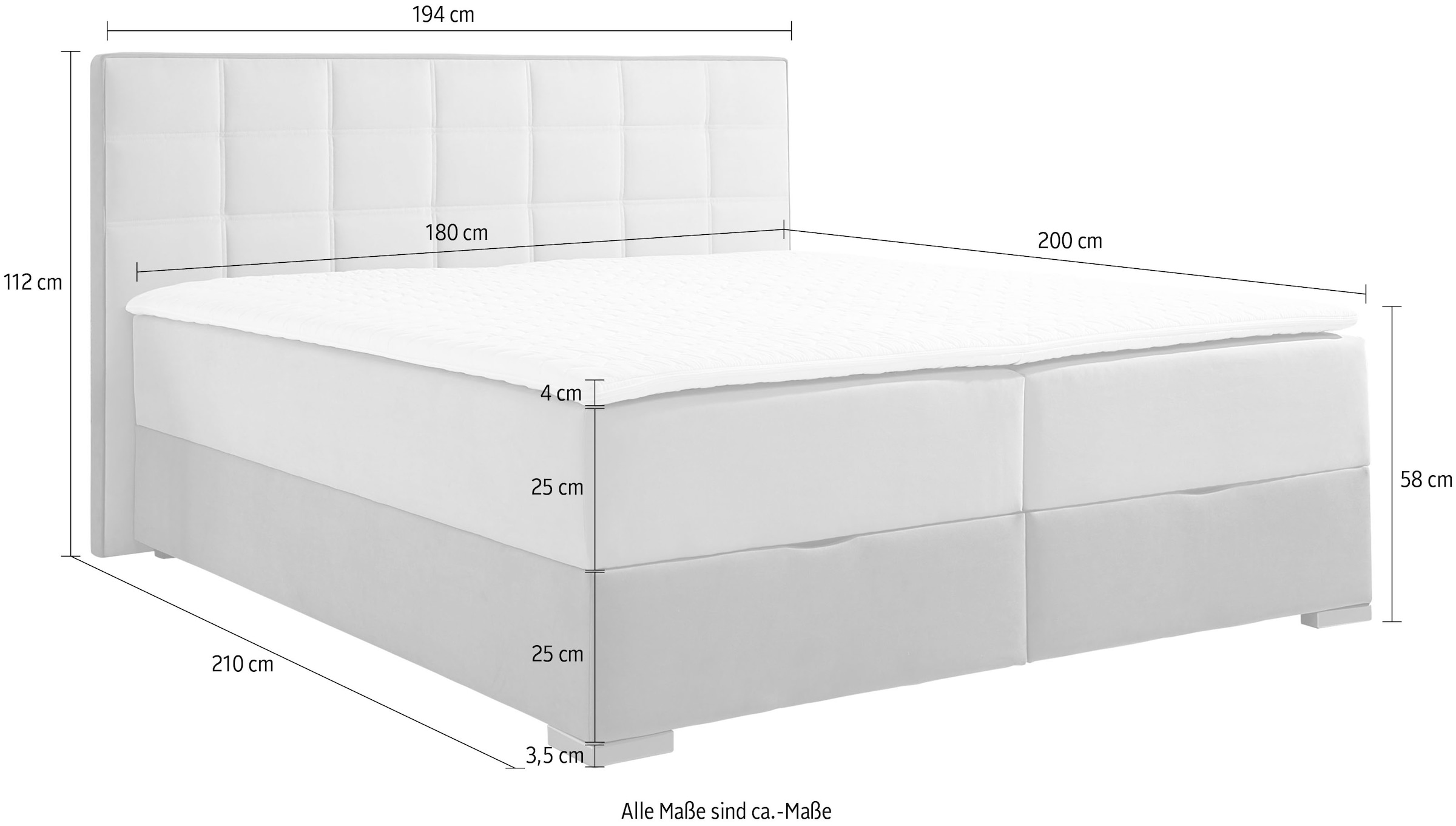 Maintal Boxspringbett, mit Bettkasten und Topper