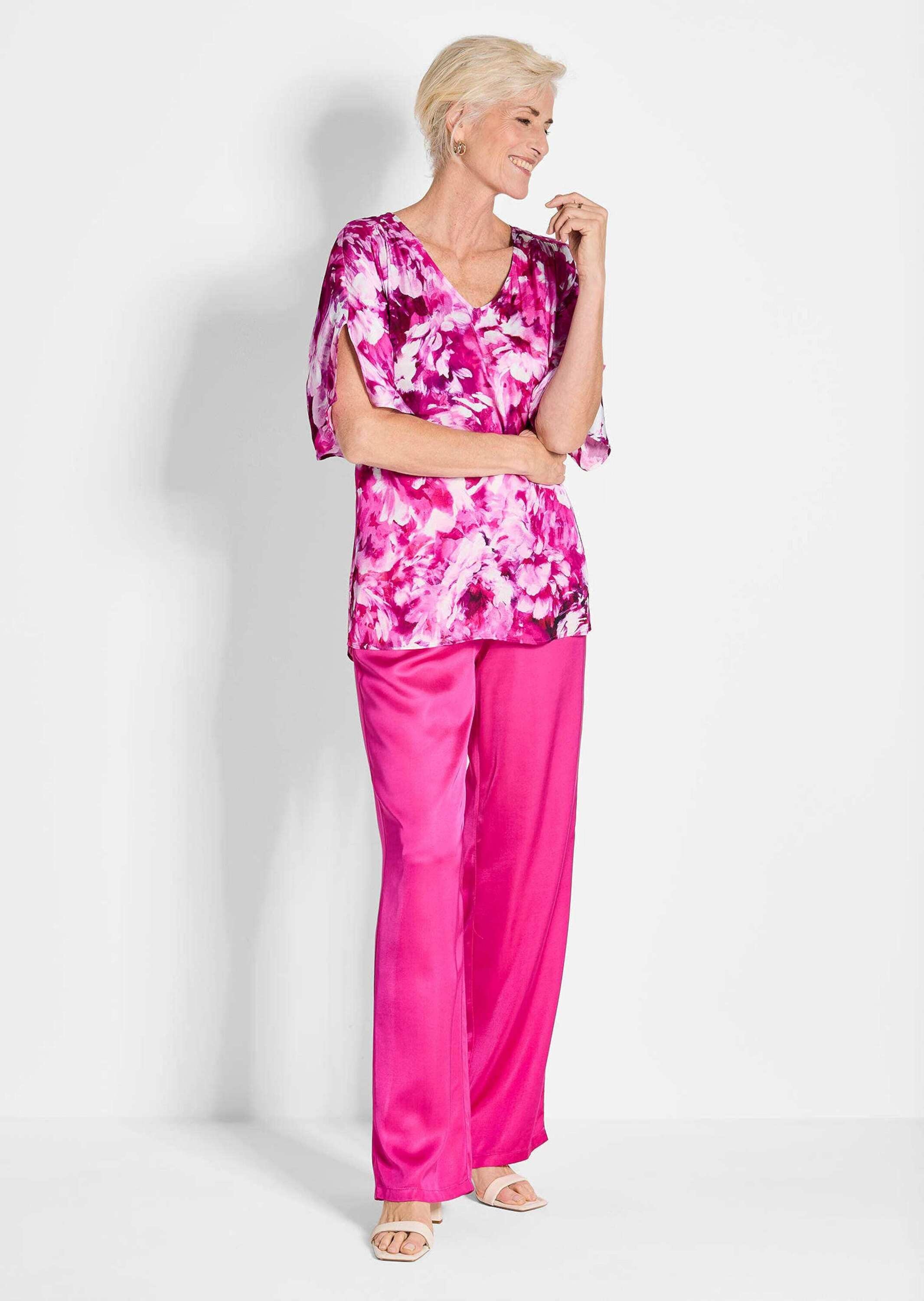 GOLDNER Satinbluse "Viskosebluse mit floralem Design" Blumenmuster günstig online kaufen