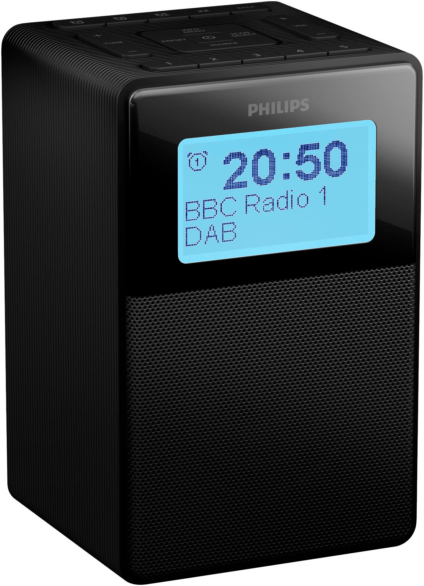 PHILIPS Uhrenradio "TAR 5100", B:10,1cm H:16,08cm T:9,9cm, schwarz, Radios, Radiowecker, DAB+/UKW, Sleep-Timer,Doppelalarm,Spritzwasserschutz IPX4