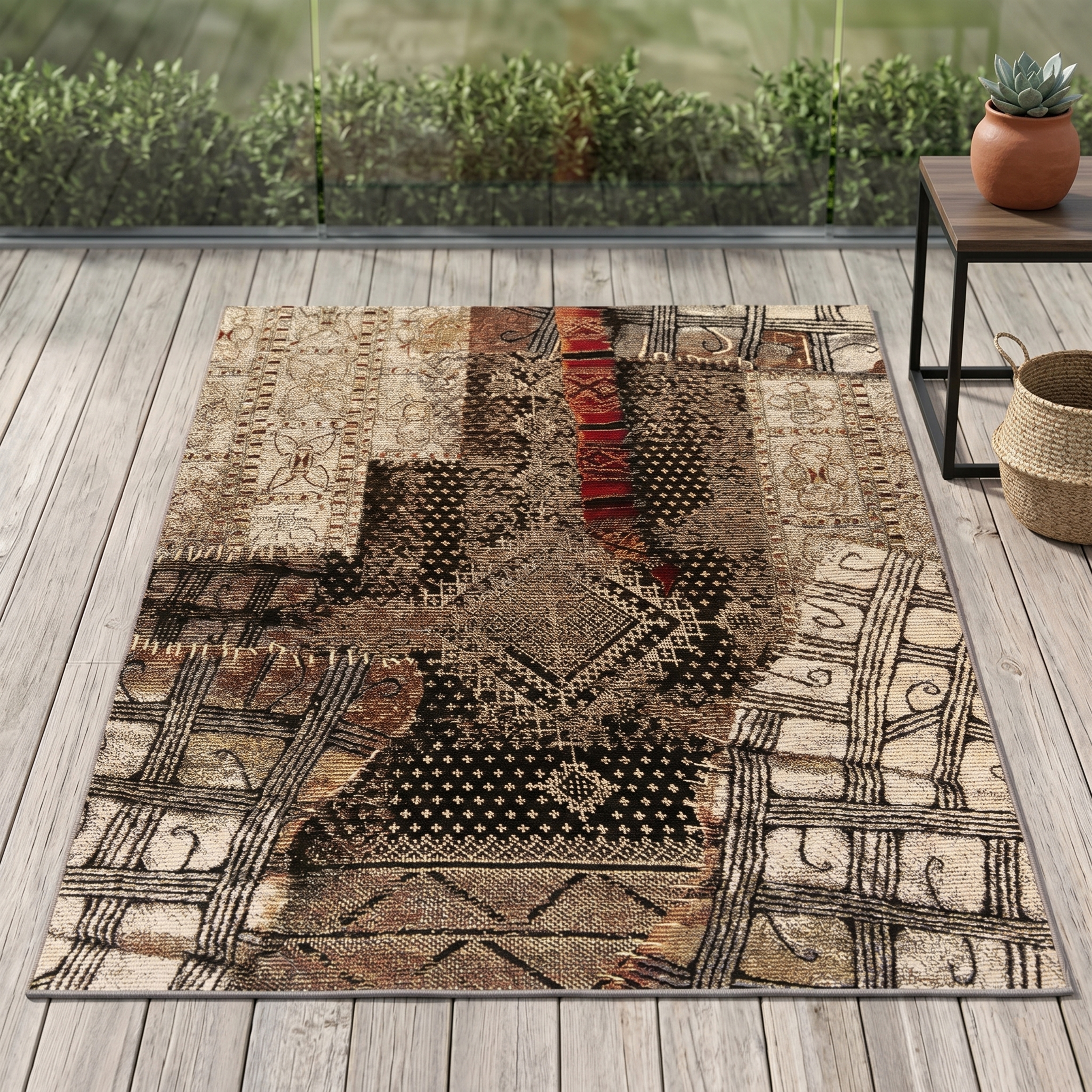 Gino Falcone Teppich "Outdoor-Africa 37" rechteckig 5 mm Höhe Flachgewebe, In- und Outdoor geeignet, Wohnzimmer