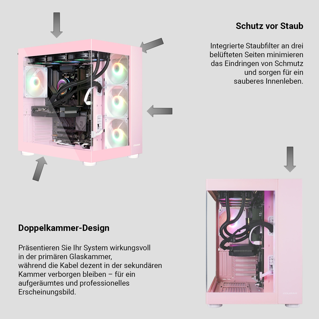 Cougar Gaming-PC »FV150 PK 8058 AMD Ryzen 7 9800X3D 32GB DDR5 1TB SSD RTX 5070Ti« Windows 11, DDR5 RAM, Wasserkühlung