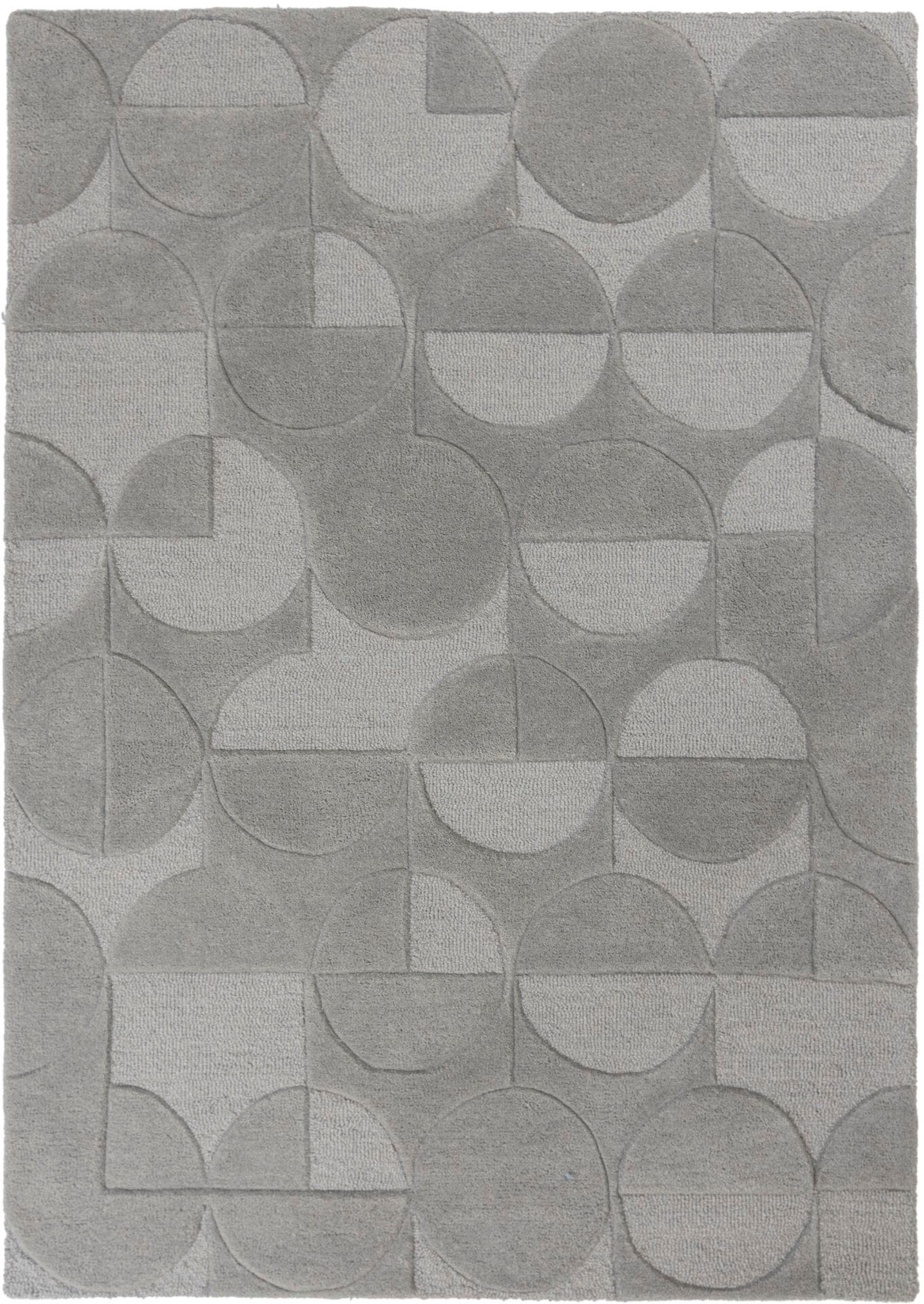 Wollteppich FLAIR RUGS "GIGI", grau, B:200cm H:8mm L:290cm, Wolle, Teppiche, aus 100% Wolle, geometrisches Design, fußbodenheizungsgeeignet