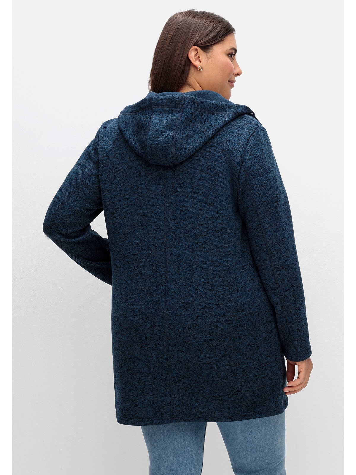 Sheego Strickjacke "Große Größen", mit Kapuze, in Melange-Optik günstig online kaufen