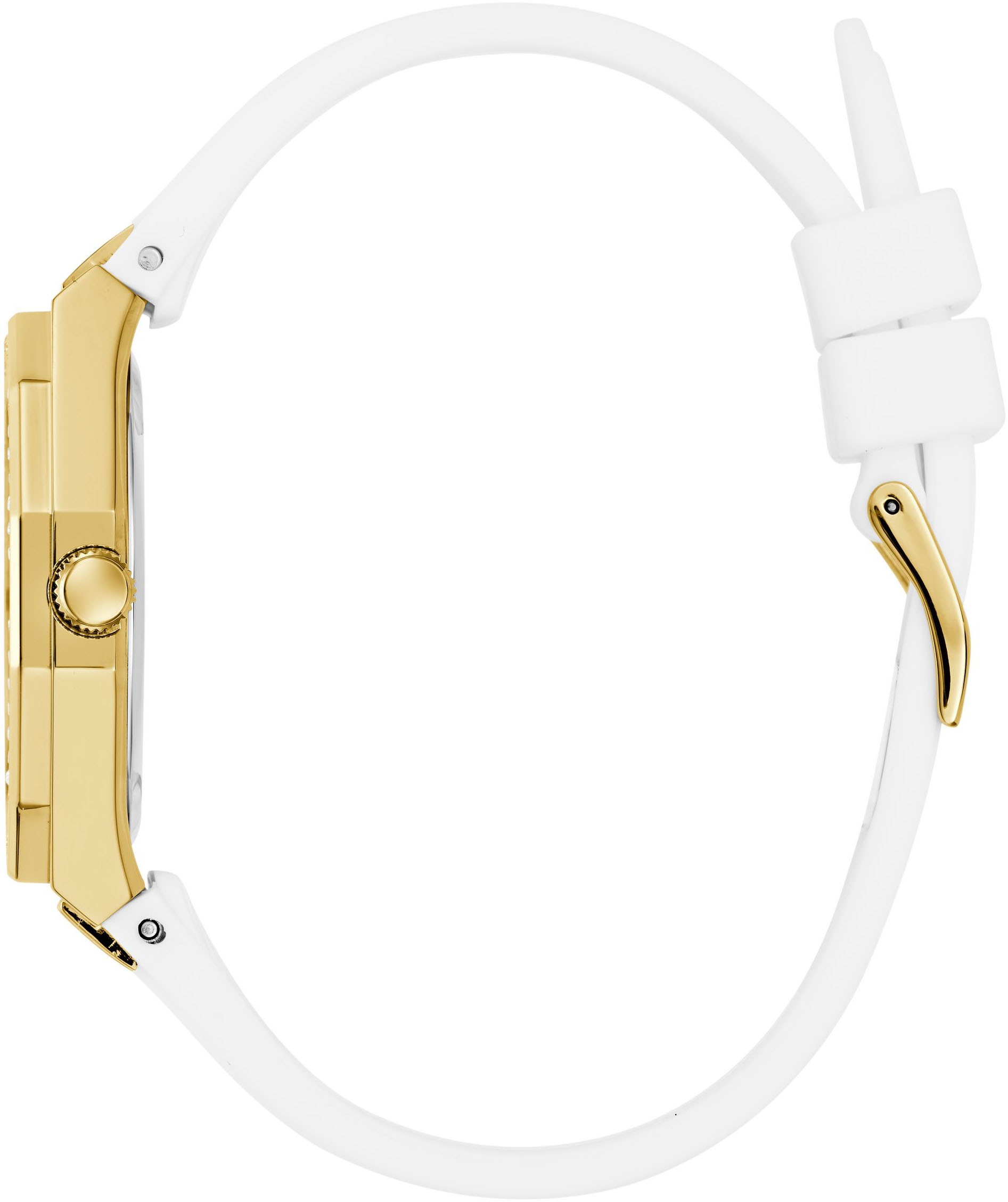 Guess Quarzuhr »DESIRE«, Armbanduhr, Damenuhr, Silikonarmband