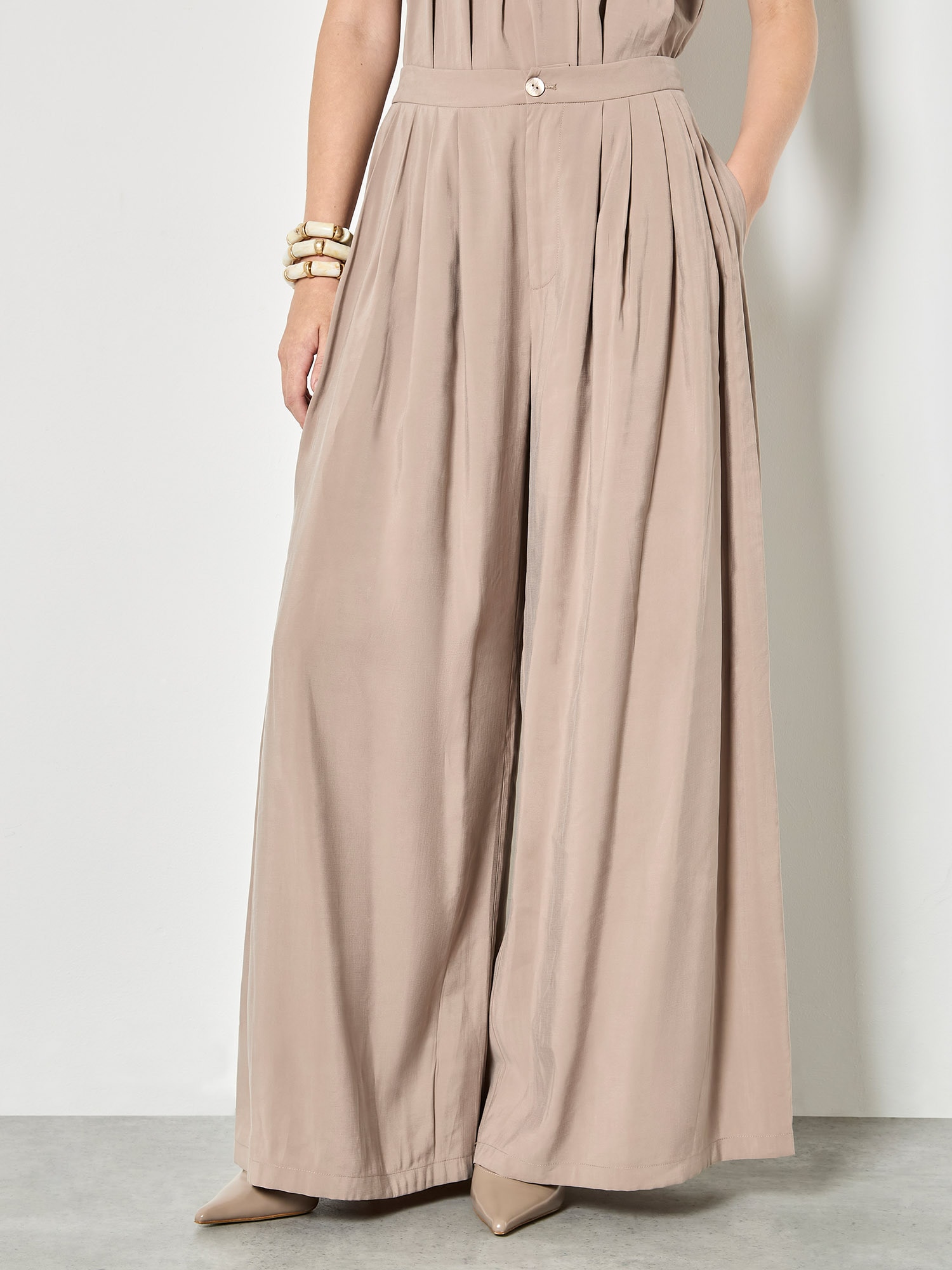Apricot Palazzohose "Plissee-Hose" mit weitem Bein