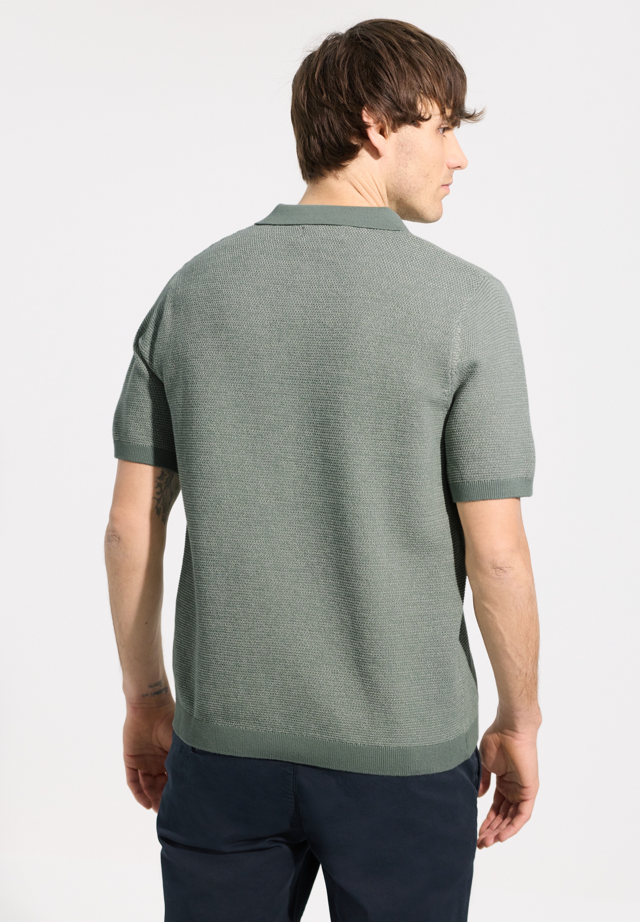 STREET ONE MEN Kurzarmpullover im soften Baumwoll-Mix