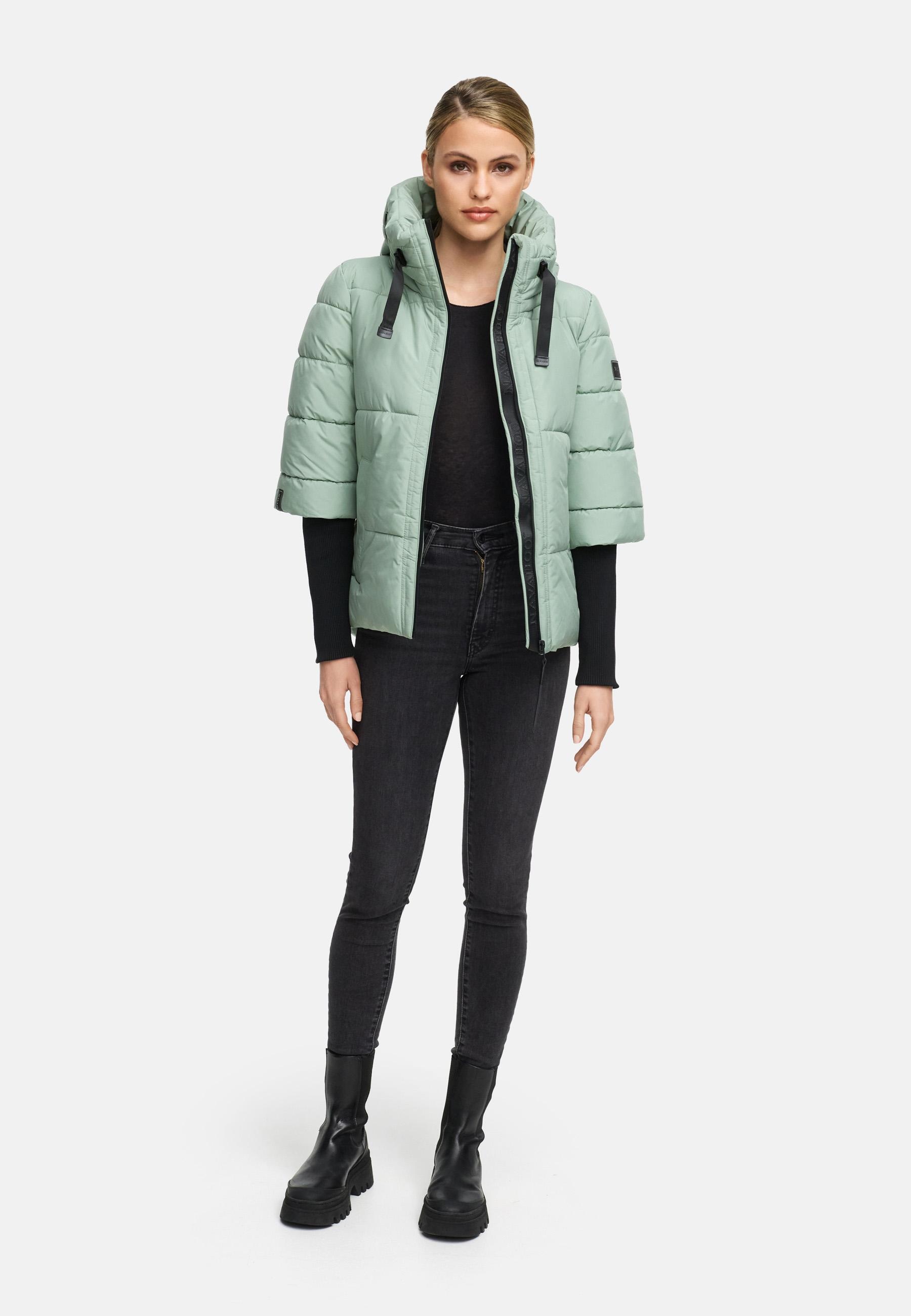 Navahoo Steppjacke »Lotusherz XIV«, mit Kapuze, Warme gesteppte Winterjacke mit Rippstrickärmeln