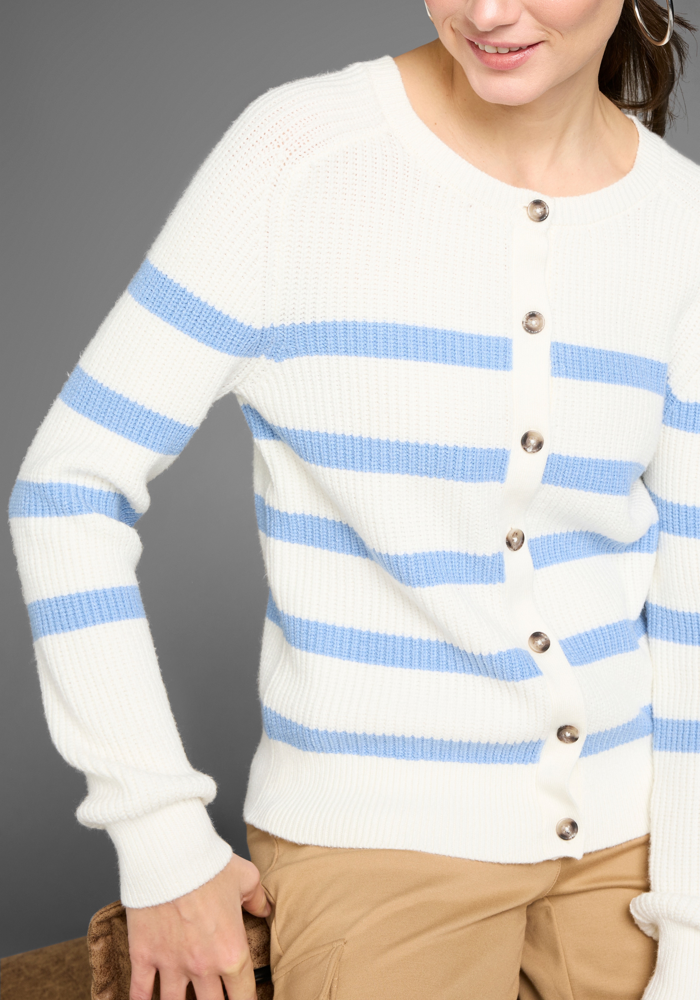 Thumbnail - HECHTER PARIS Strickjacke im Streifenlook