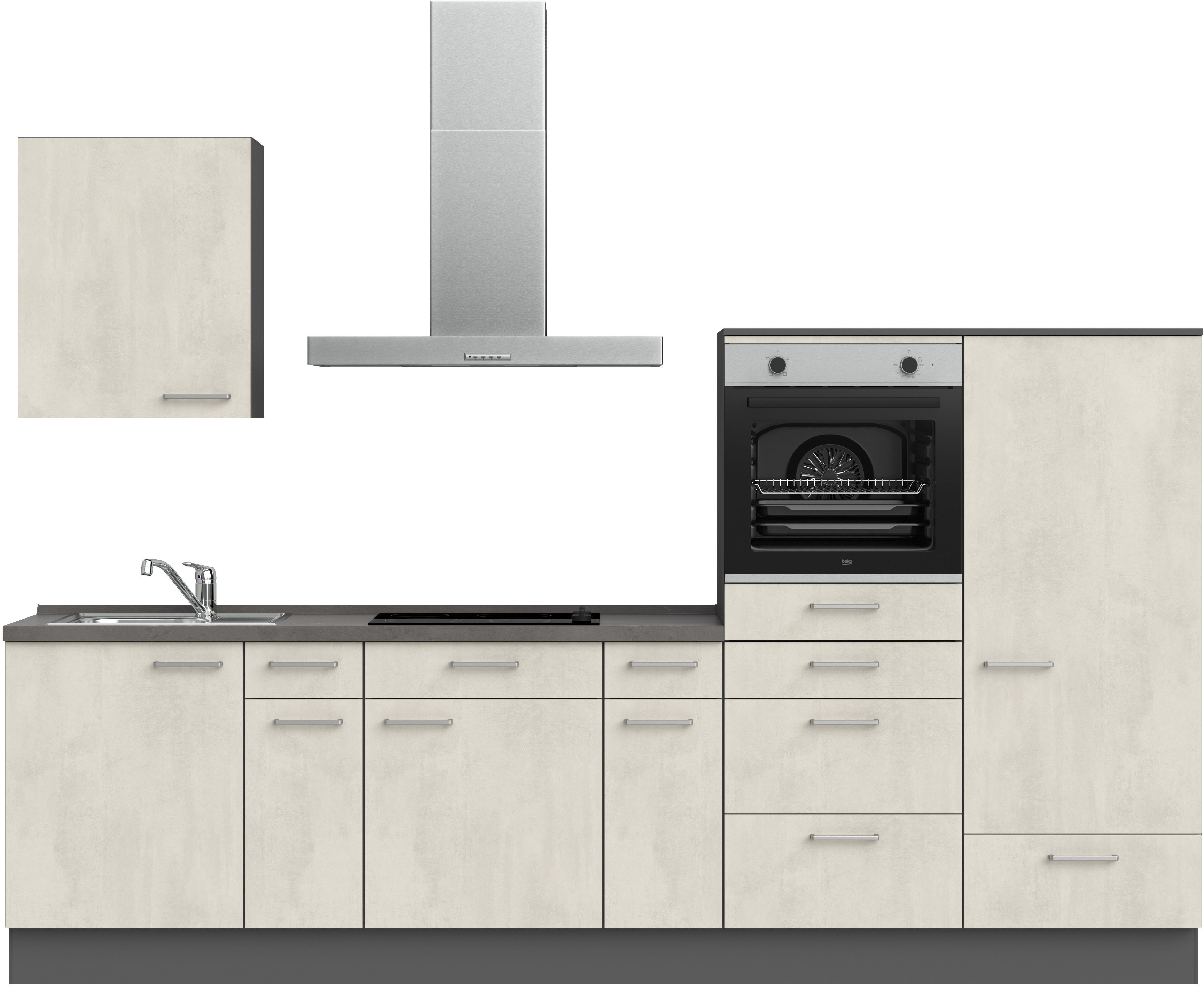 nobilia Küchenzeile ""Riva I", NEU: individuell anpassbar mit gratis Profi-Beratung" vormontiert, Breite 300 cm, Ausrichtung wählbar, wahlw. mit E-Geräten