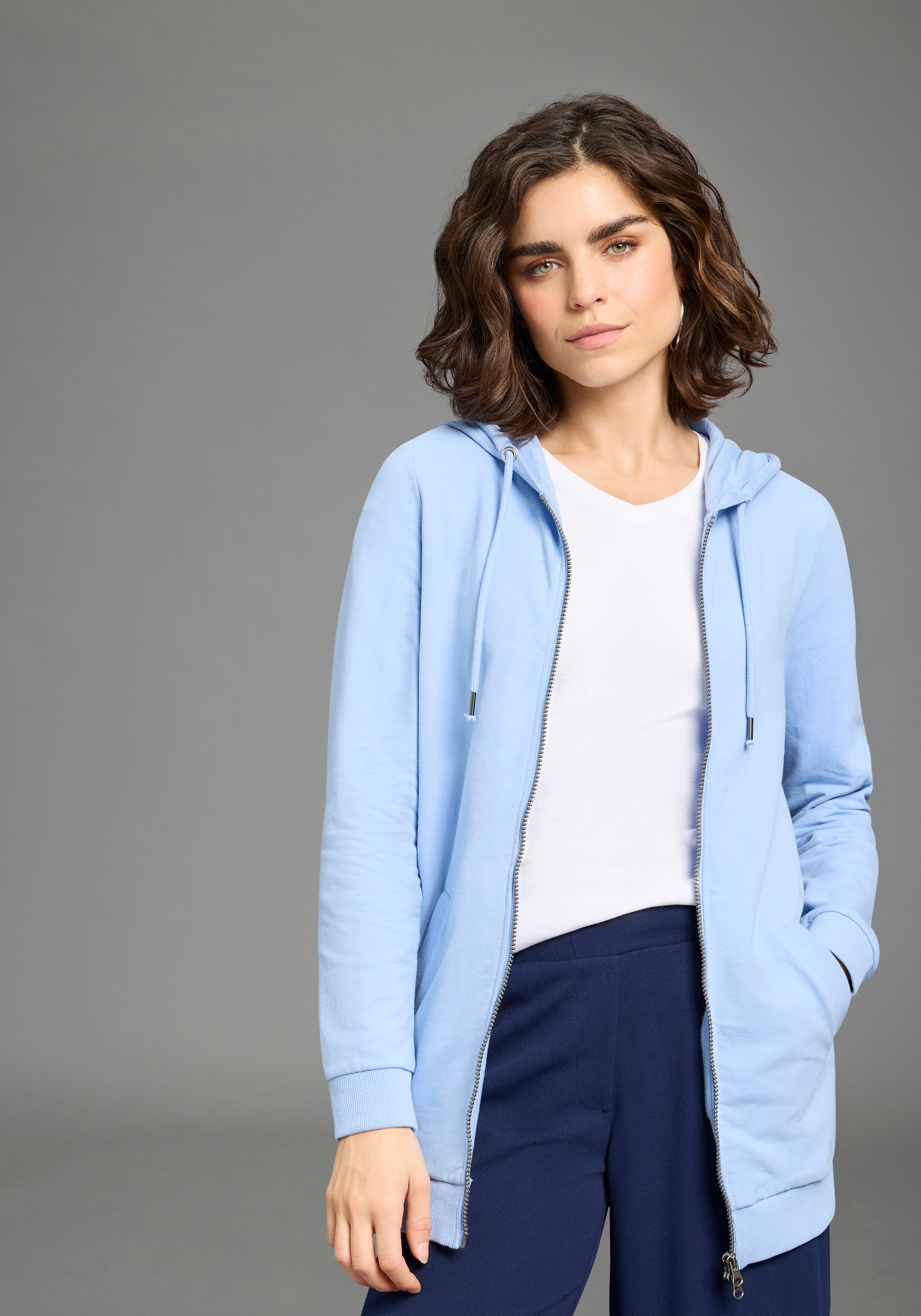 Flashlights Sweatjacke in langer Form mit Zipper günstig online kaufen