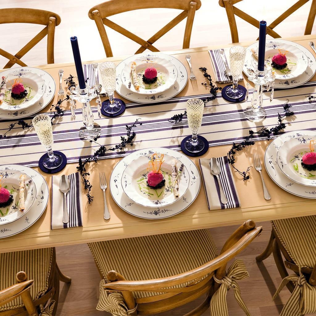 Villeroy & Boch Geschirr-Set »Einsteiger-Set Vieux Luxembourg 8er Set weiß-blau« Spülmaschinengeeignet, Mikrowellengeeignet