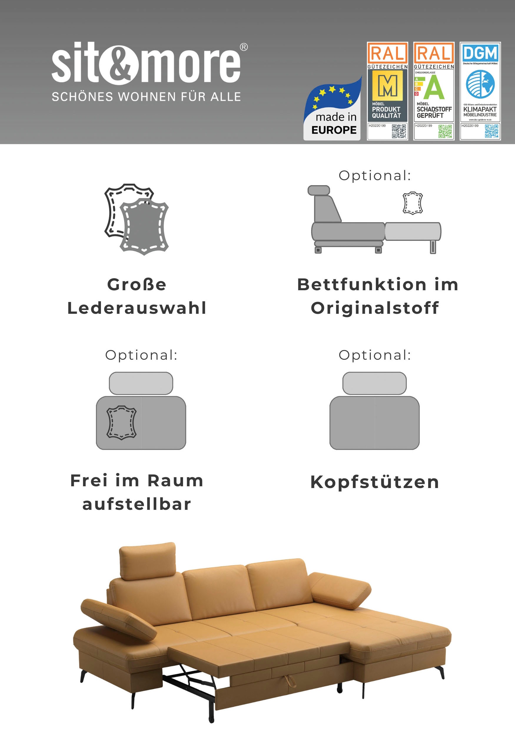 Sit & More Morris Jubi Corner Sofa Fire Red 247cm 3
