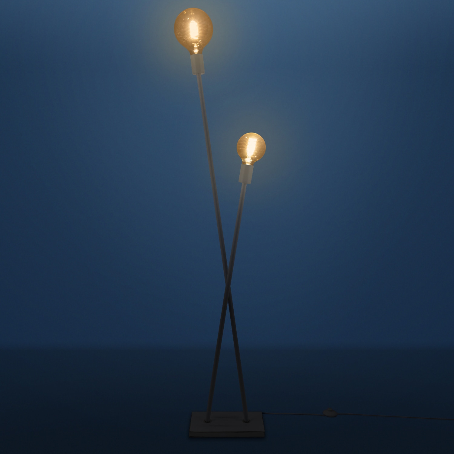 Paco Home Stehlampe »IKS«, 2 flammig, Leuchtmittel E27 | ohne Leuchtmittel, Stehlampe LED Lampe Wohnzimmer Vintage Retro Industrial Design E27