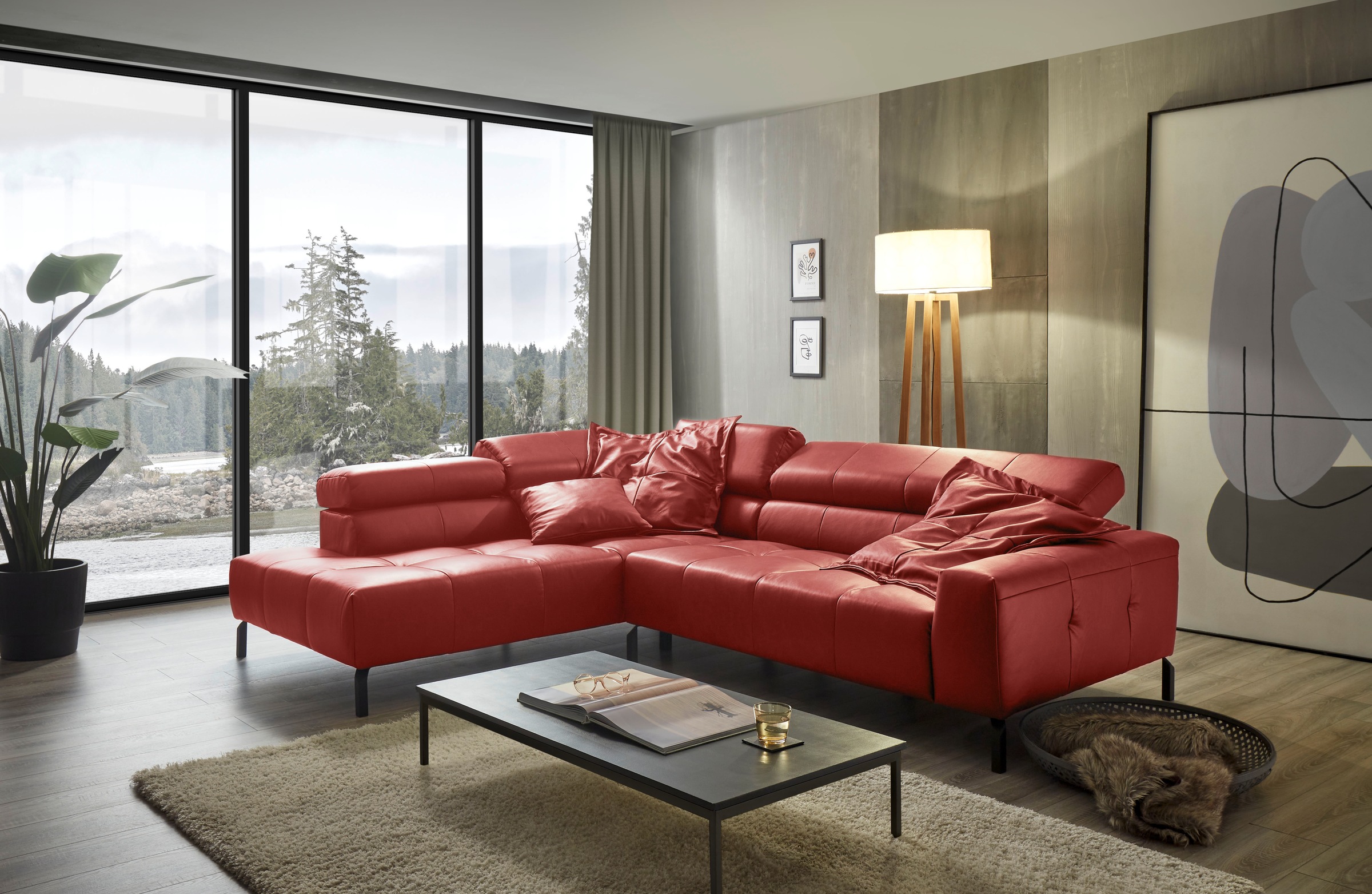 Places of Style Ecksofa »Cleveland, L-Form, incl. Kopfteilverstellung, Breite 276 cm«, wahlweise elektrischer Sitzvorzug