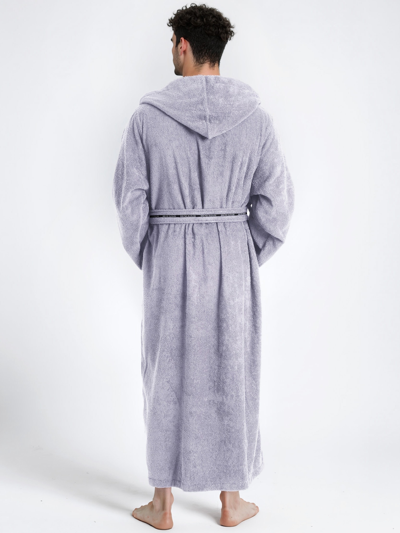 Bruno Banani Herrenbademantel »Danny, Normallänge & Überlänge, auch in extra lang, Hotelbademantel«, (1 St.), mit Logostreifen, Herren Bademantel aus 100% Baumwolle, S-4XL