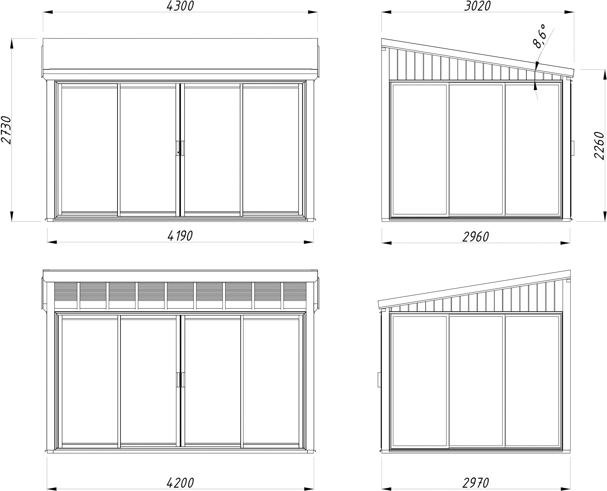 Palmako Holzpavillon »Lumi 11,6 m² Slide Plus« BxTxH: 430x302x273 cm