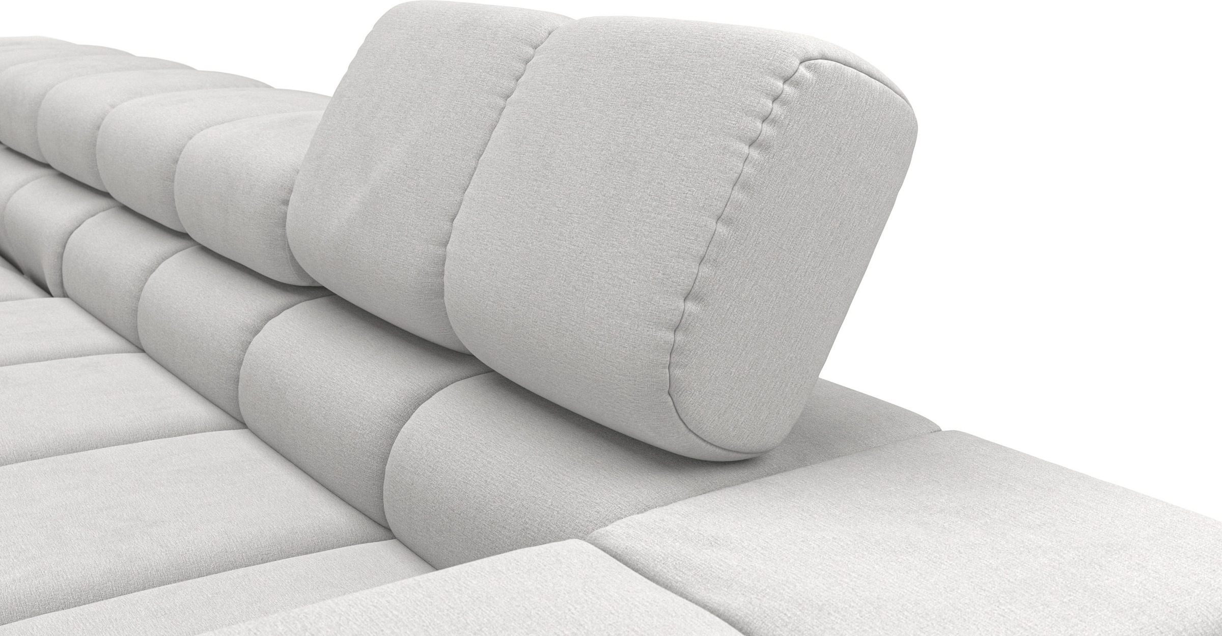 INOSIGN Ecksofa »Ancona New, wahlweise motorische Sitztiefenverstellung, auch in Cord«, feine Steppung, mit Kopfteilverstellung, 3 Zierkissen, L-Form