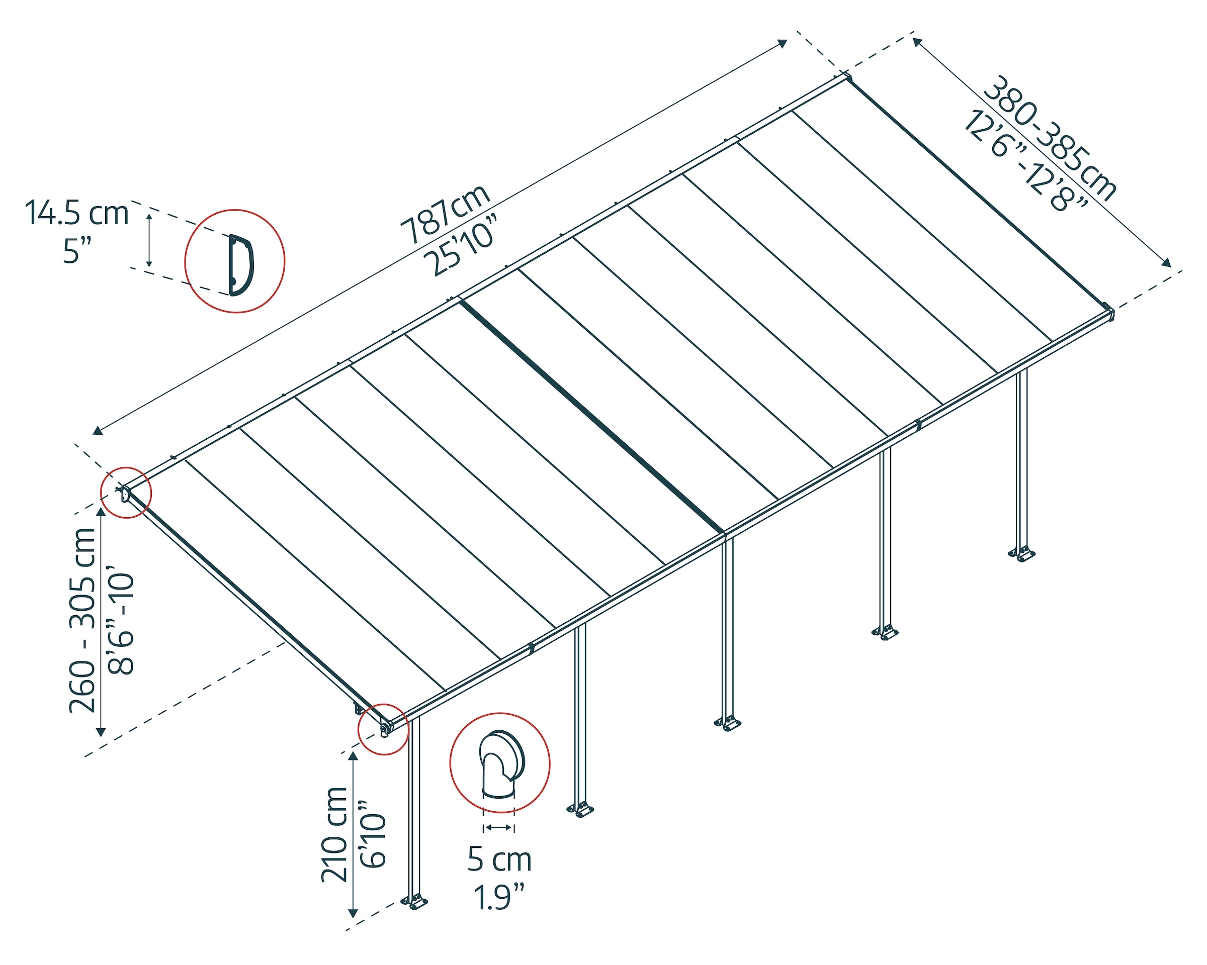 Palram - Canopia Terrassendach »Feria Alu Terrassenüberdachung«, einfache DIY Montage