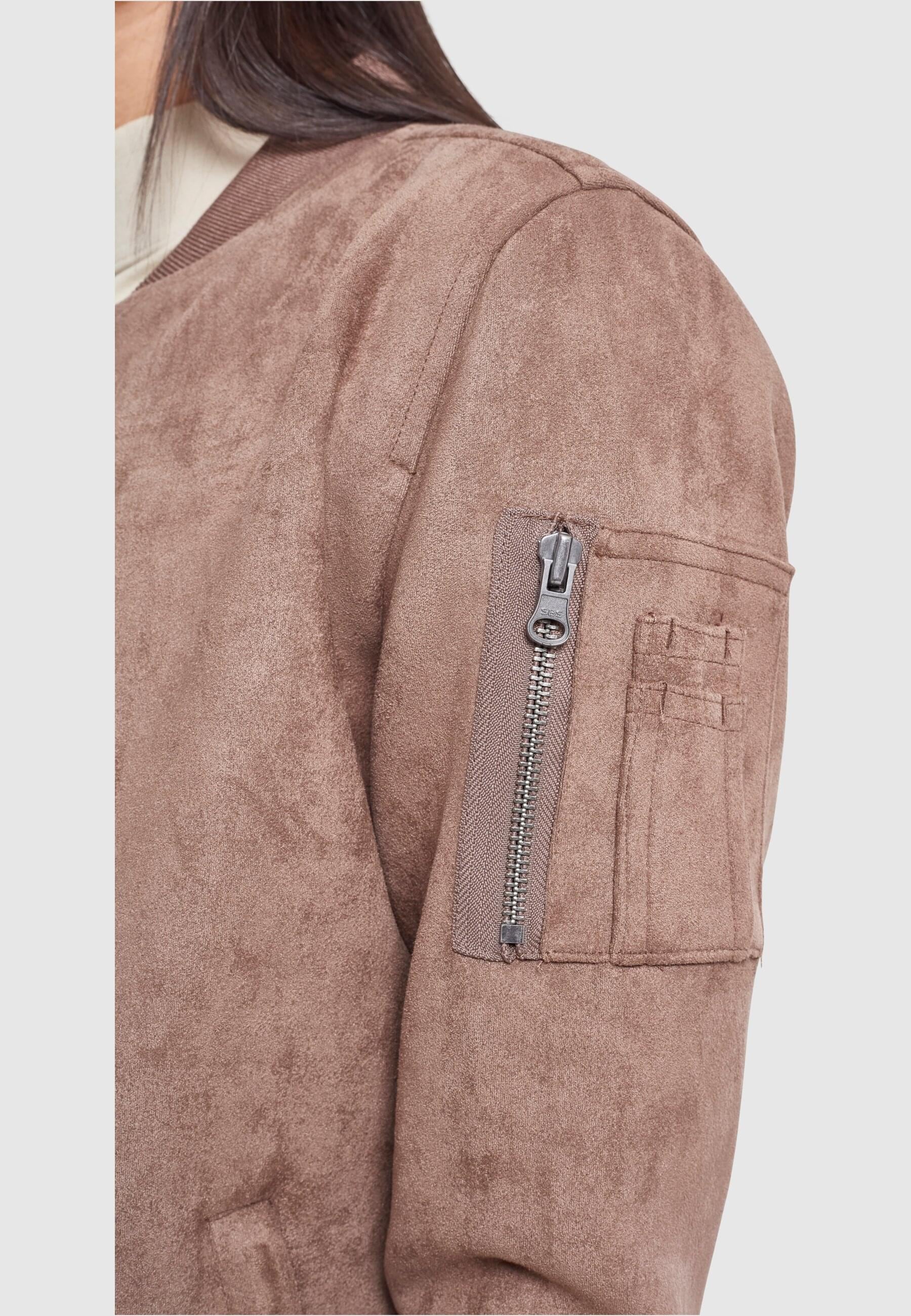 URBAN CLASSICS Bomberjacke »Urban Classics Damen Ladies Imitation Suede Bomber Jacket«, (1 St.), ohne Kapuze