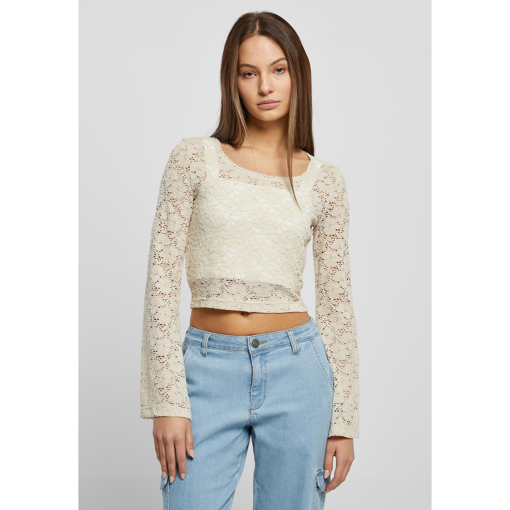 URBAN CLASSICS Longsleeve »Urban Classics Damen Ladies Cropped Lace Longsleeve«, (1 tlg.)