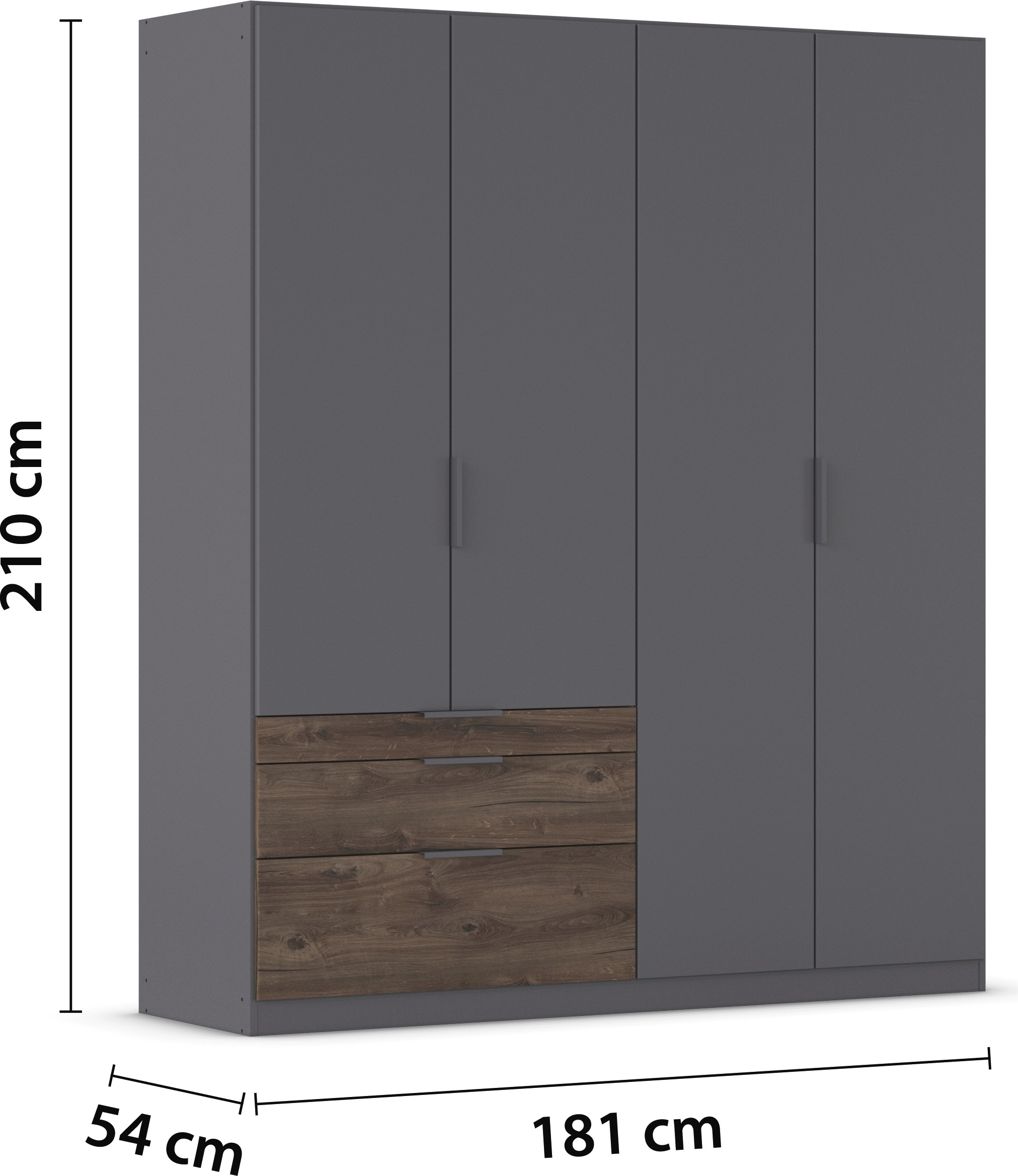 rauch Kleiderschrank »Drehtürenschrank Schrank Garderobe Schlafzimmerschrank KODA« oberer Schubkasten mit praktischer Inneneinteilung,  mit asymmetrisch angeordneten Schubladen MADE IN GERMANY