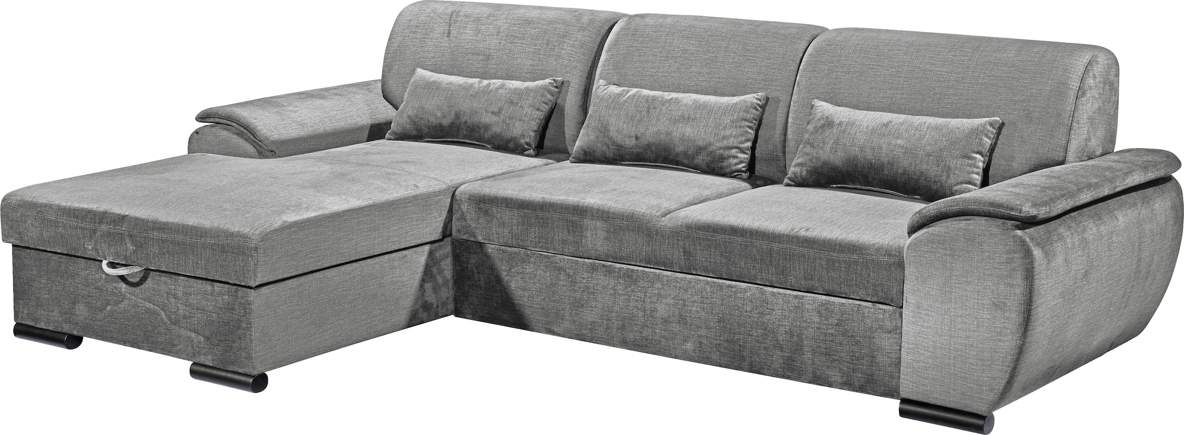 ED EXCITING DESIGN Ecksofa »Tampa L-Form«, frei im Raum stellbar, mit Bettkasten, Schlaffunktion, 3 Nierenkissen