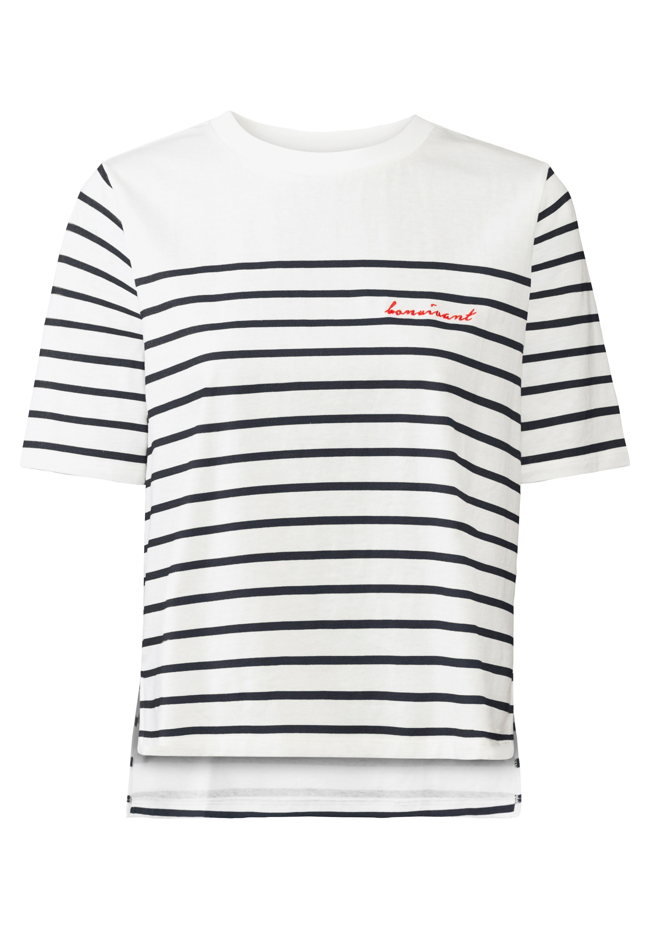 LASCANA T-Shirt, mit Streifen, Kurzarmshirt aus Baumwolle, schlanke Optik, Basic