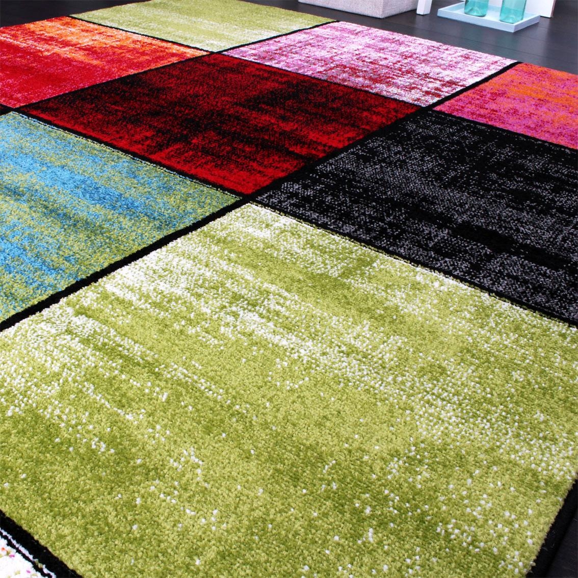 Paco Home Teppich »ECE 952«, rechteckig, 14 mm Höhe, Kurzflor, modernes Karo Design, ideal im Wohnzimmer & Schlafzimmer