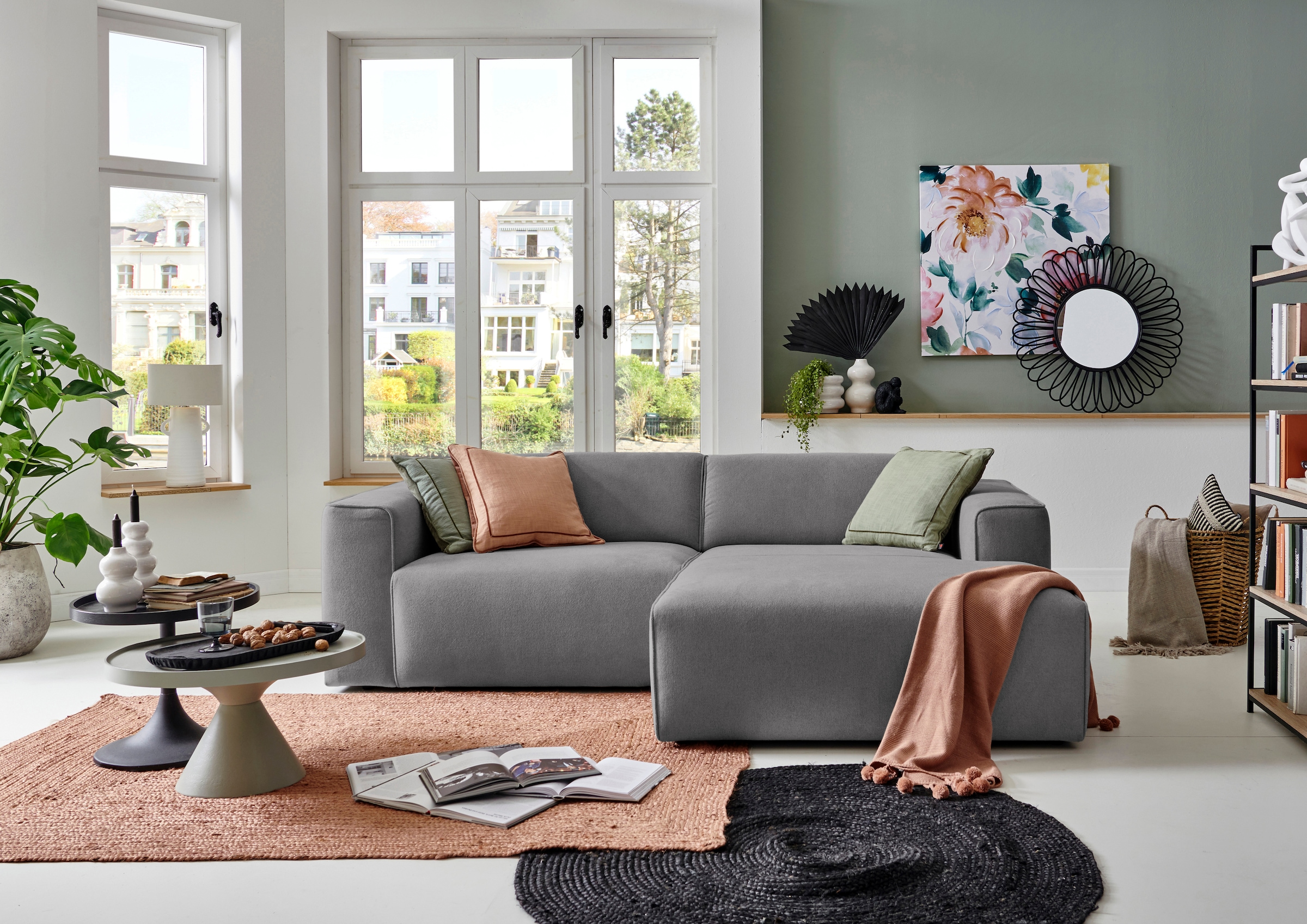andas Ecksofa »Noord«, mit Kedernaht, Breite 234 cm, Cord, Struktur, Webstoff